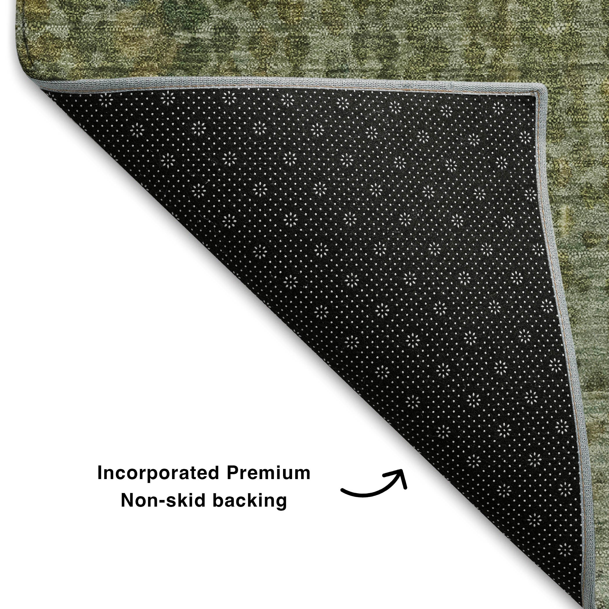 Prague Machine Washable Transitional Green Rug 1'8" x 2'6" #shape_Rectangle