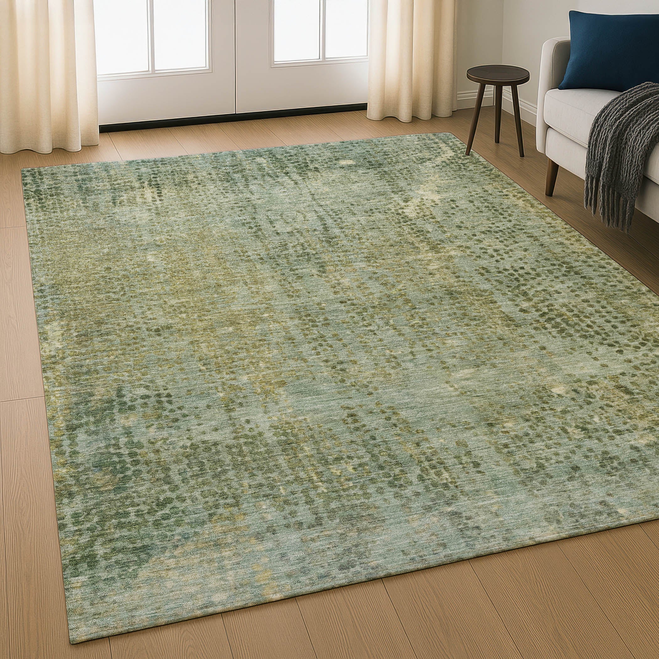 Prague Machine Washable Transitional Green Rug 2'6" x 3'10" #shape_Rectangle
