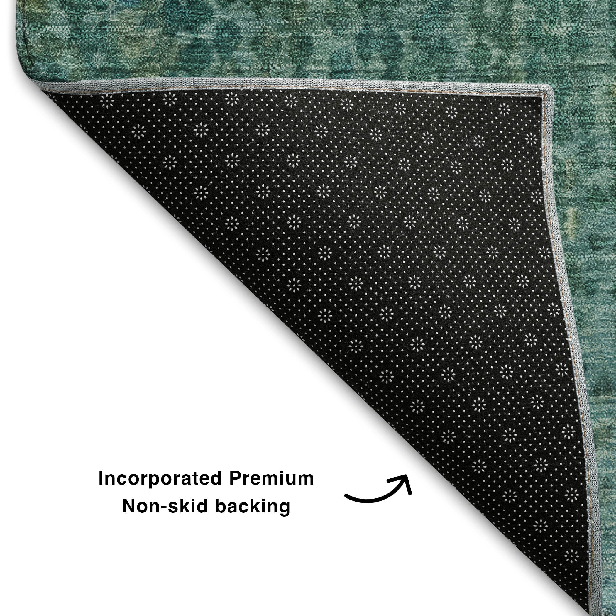 Prague Machine Washable Transitional Teal Rug 1'8" x 2'6" #shape_Rectangle