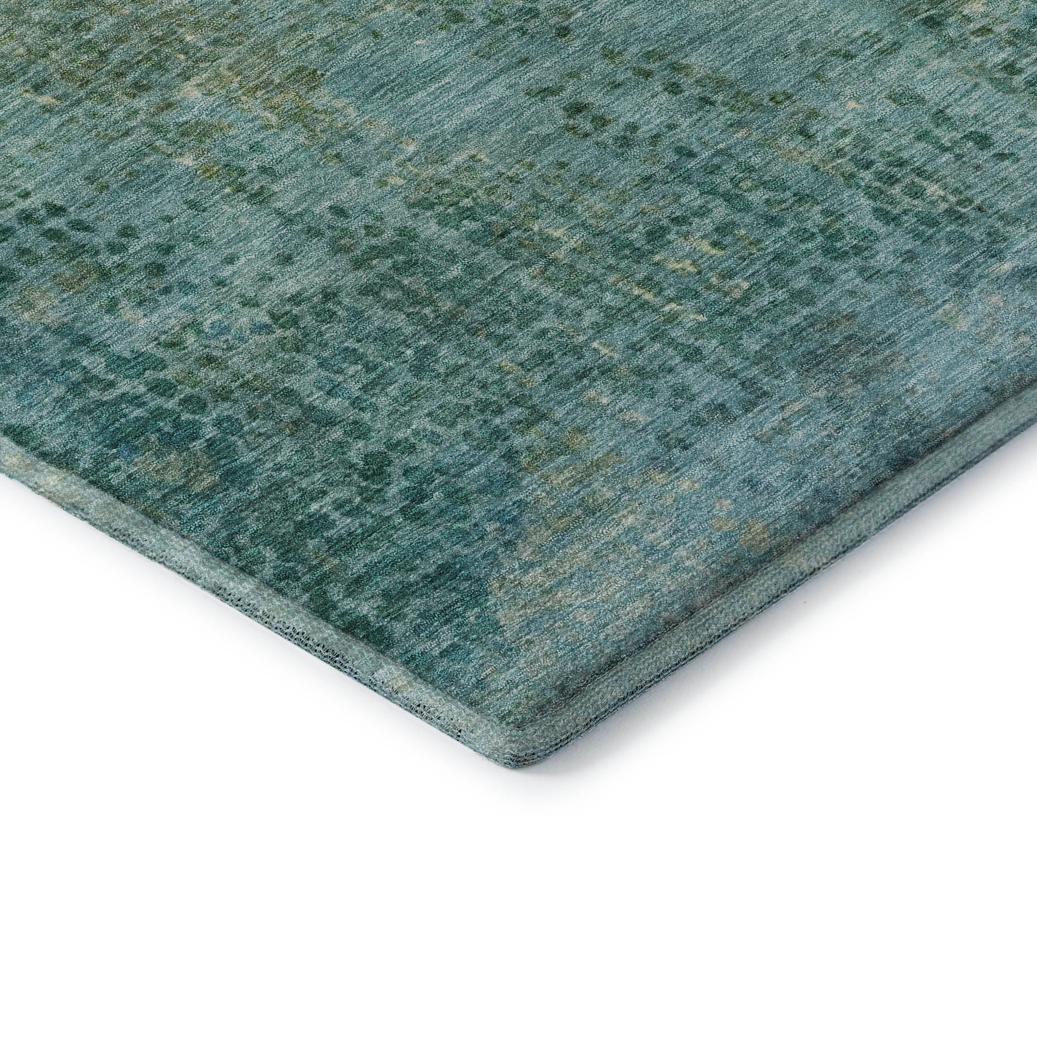 Prague Machine Washable Transitional Teal Rug 1'8" x 2'6" #shape_Rectangle