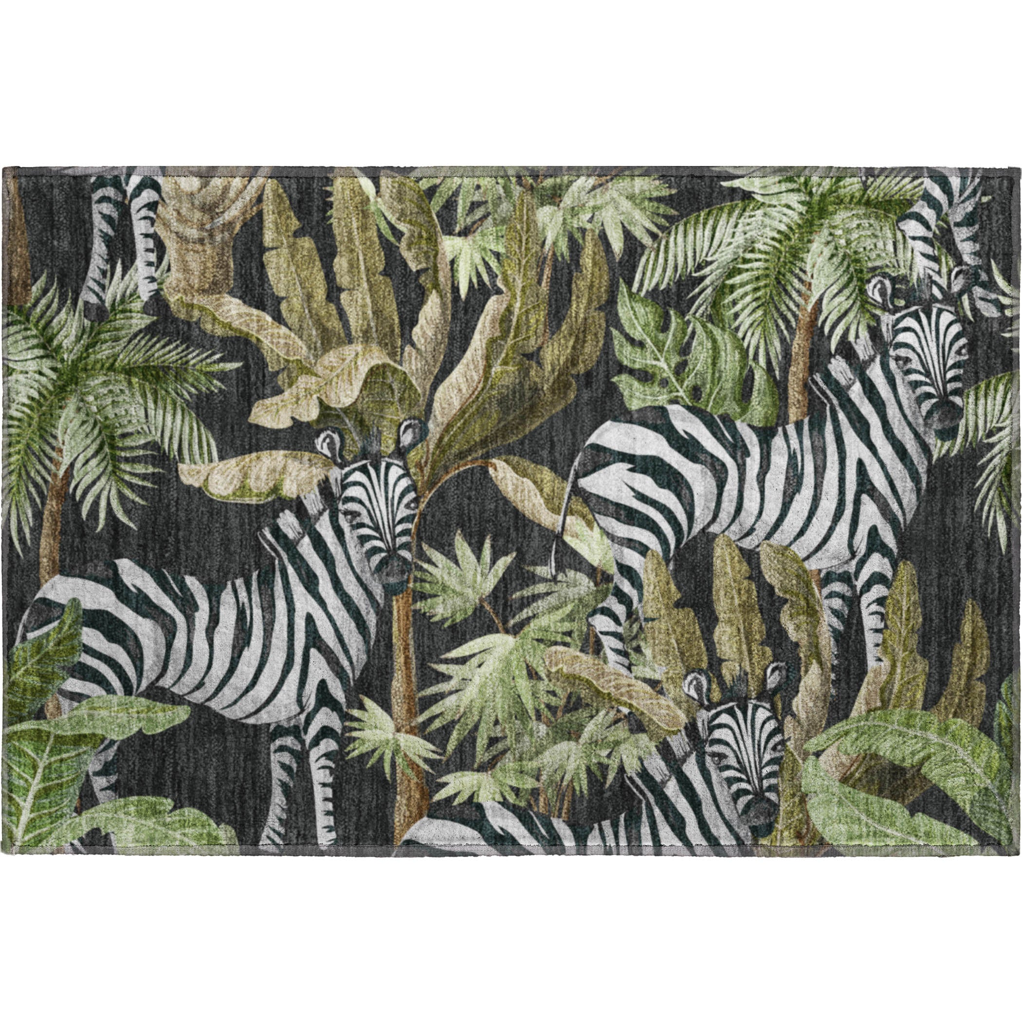 Ghent Machine Washable Tropical Midnight Black Rug 1'8" x 2'6" #shape_Rectangle