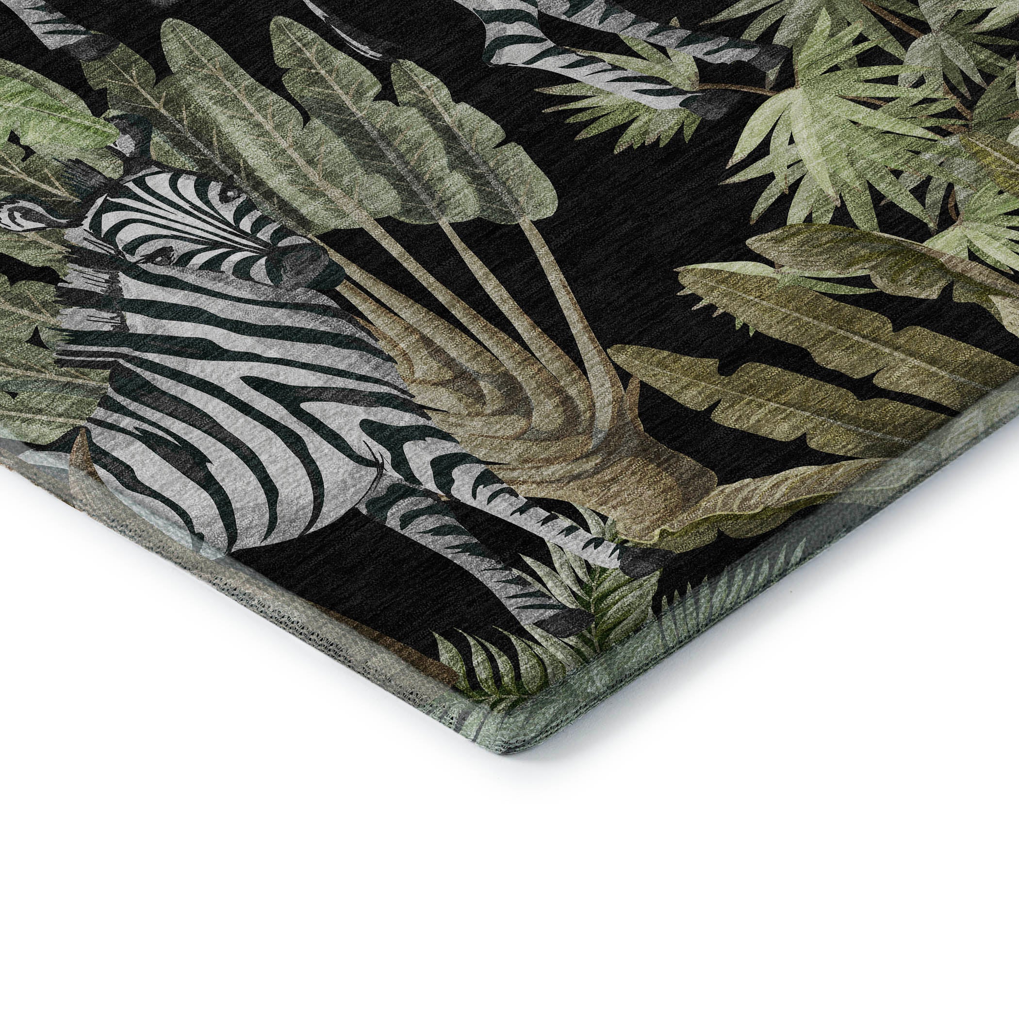 Ghent Machine Washable Tropical Midnight Black Rug 1'8" x 2'6" #shape_Rectangle
