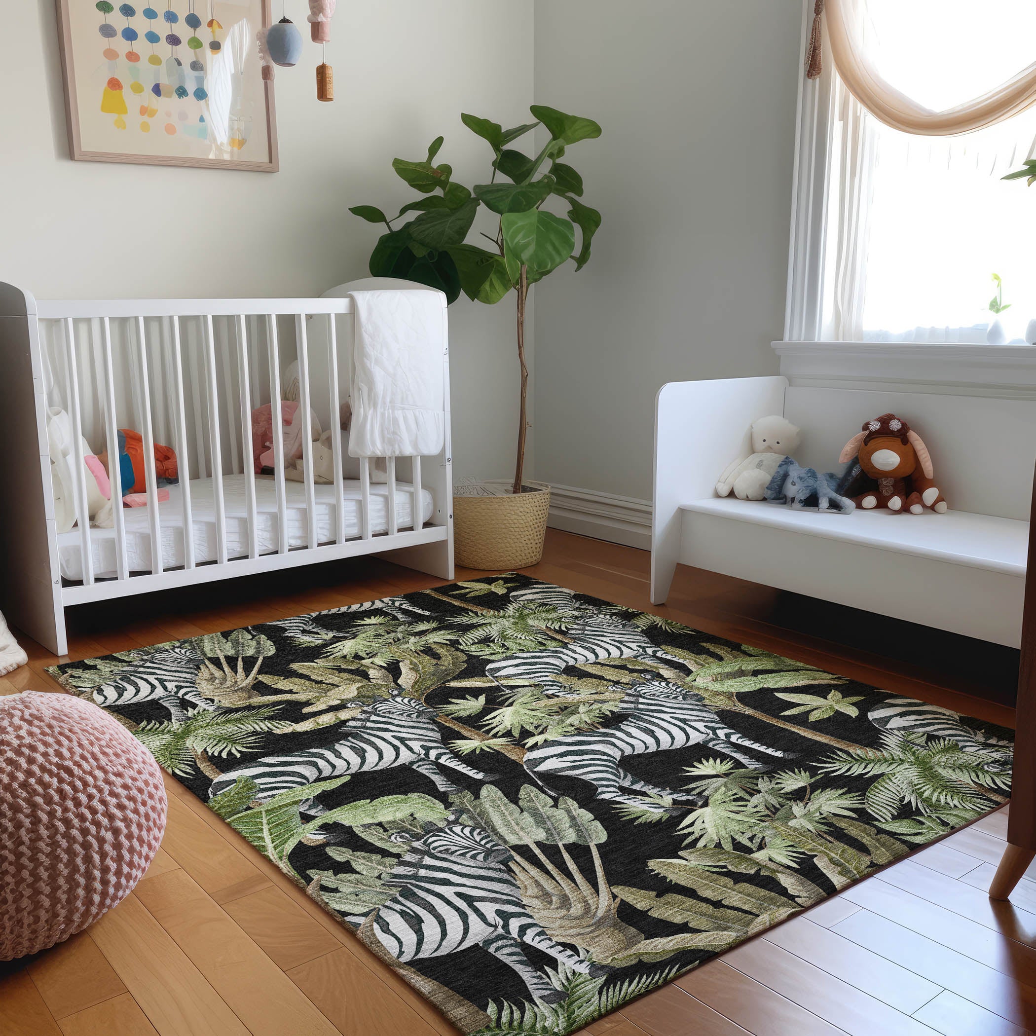 Ghent Machine Washable Tropical Midnight Black Rug 2'6" x 3'10" #shape_Rectangle