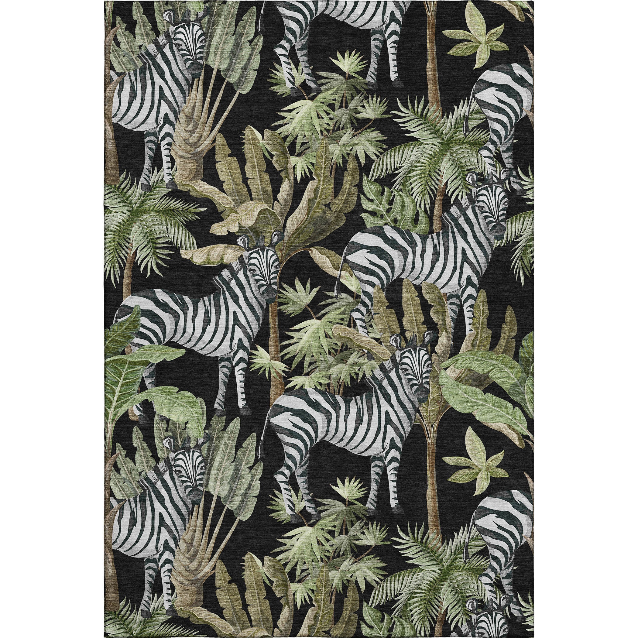 Ghent Machine Washable Tropical Midnight Black Rug 2'6" x 3'10" #shape_Rectangle