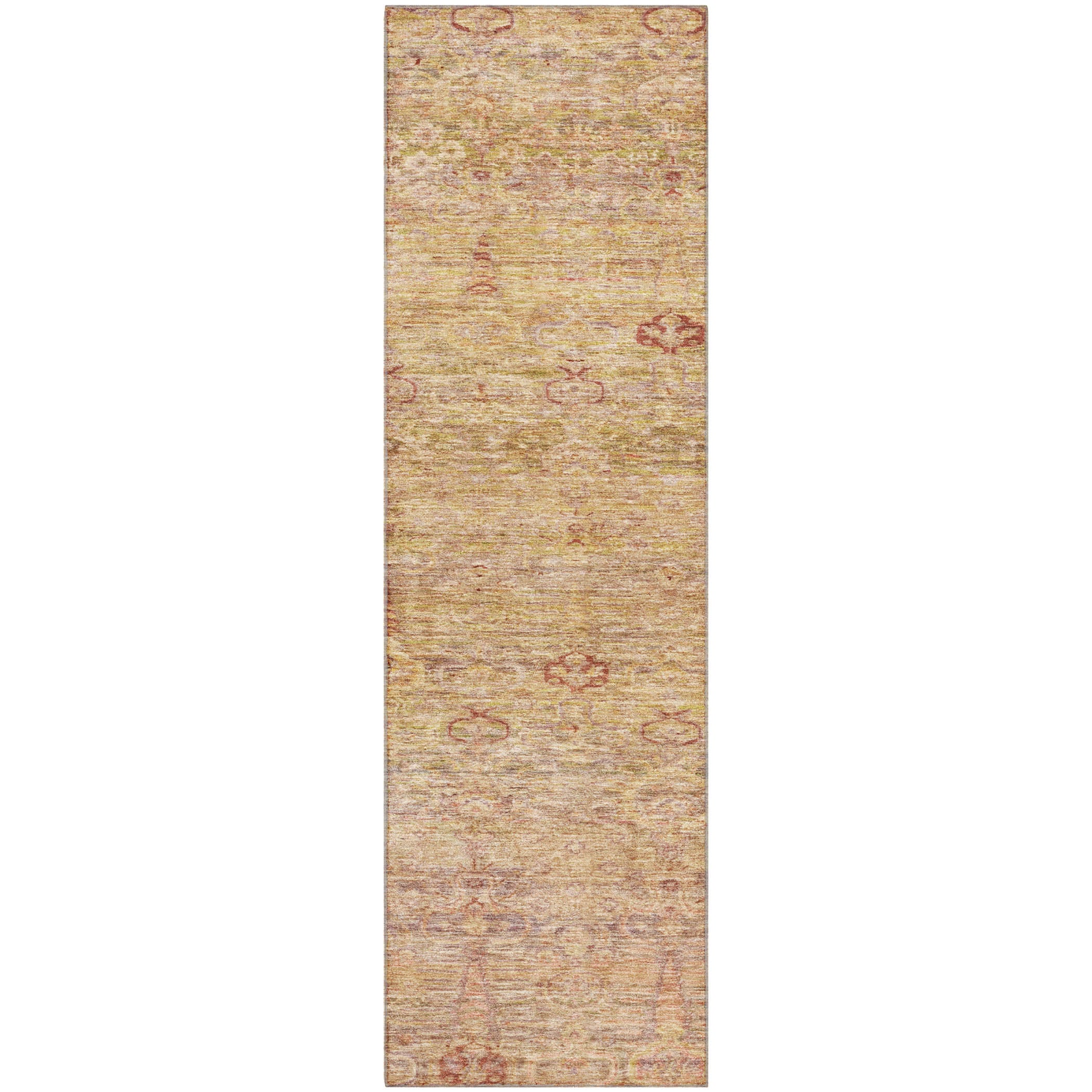 Salzburg Machine Washable Traditional Coral Orange Rug 2'3" x 7'6" #shape_Runner