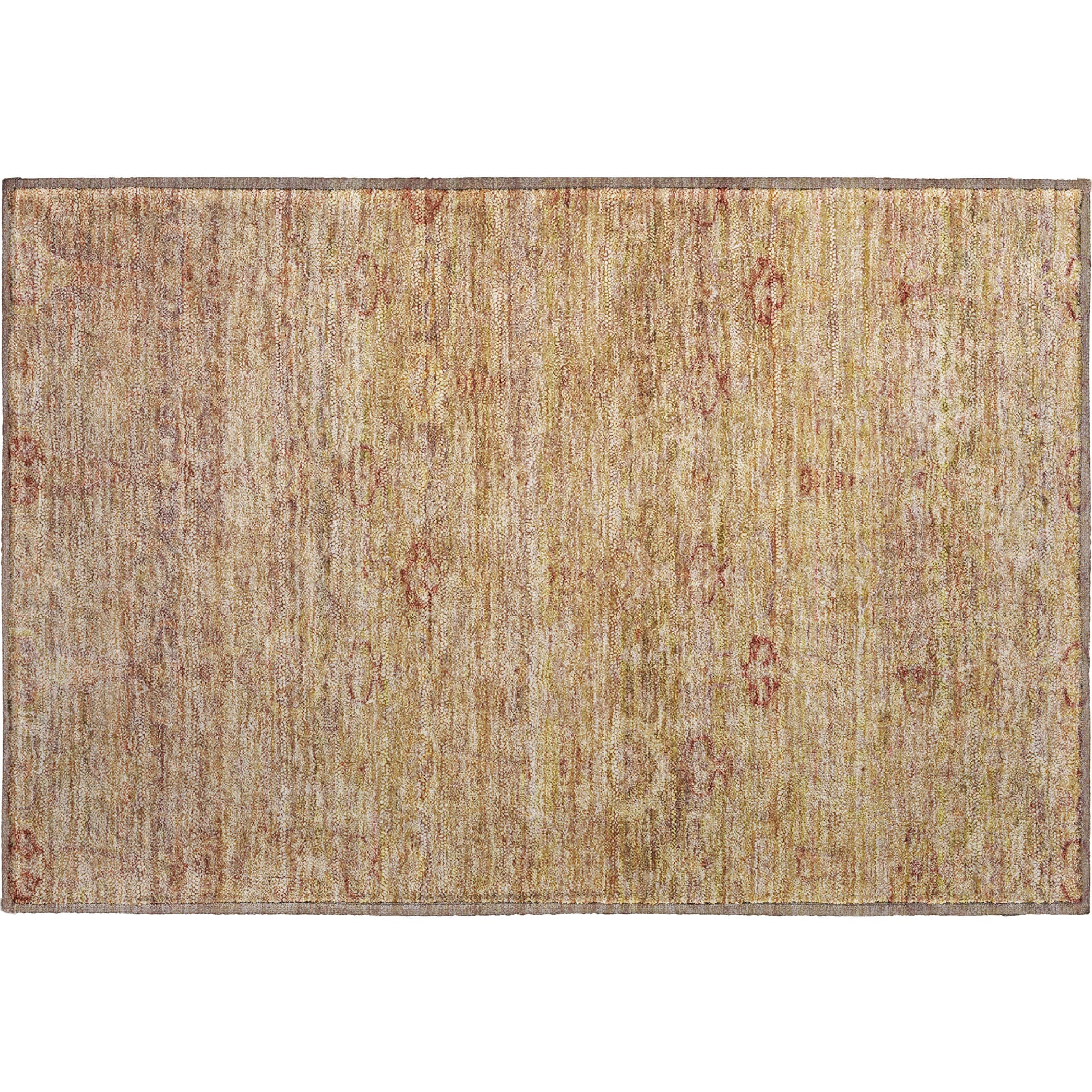 Salzburg Machine Washable Traditional Coral Orange Rug 1'8" x 2'6" #shape_Rectangle