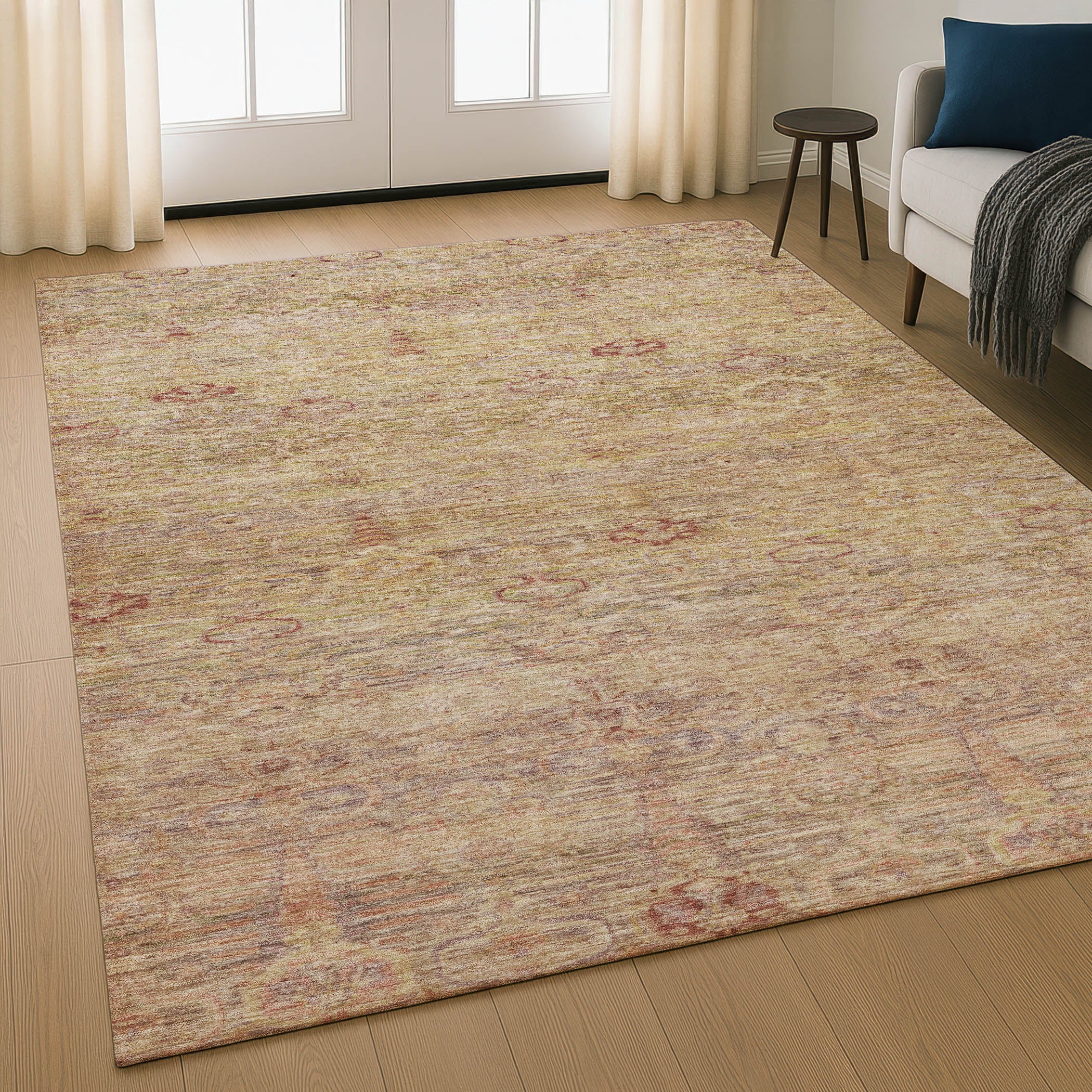Salzburg Machine Washable Traditional Coral Orange Rug 2'6" x 3'10" #shape_Rectangle