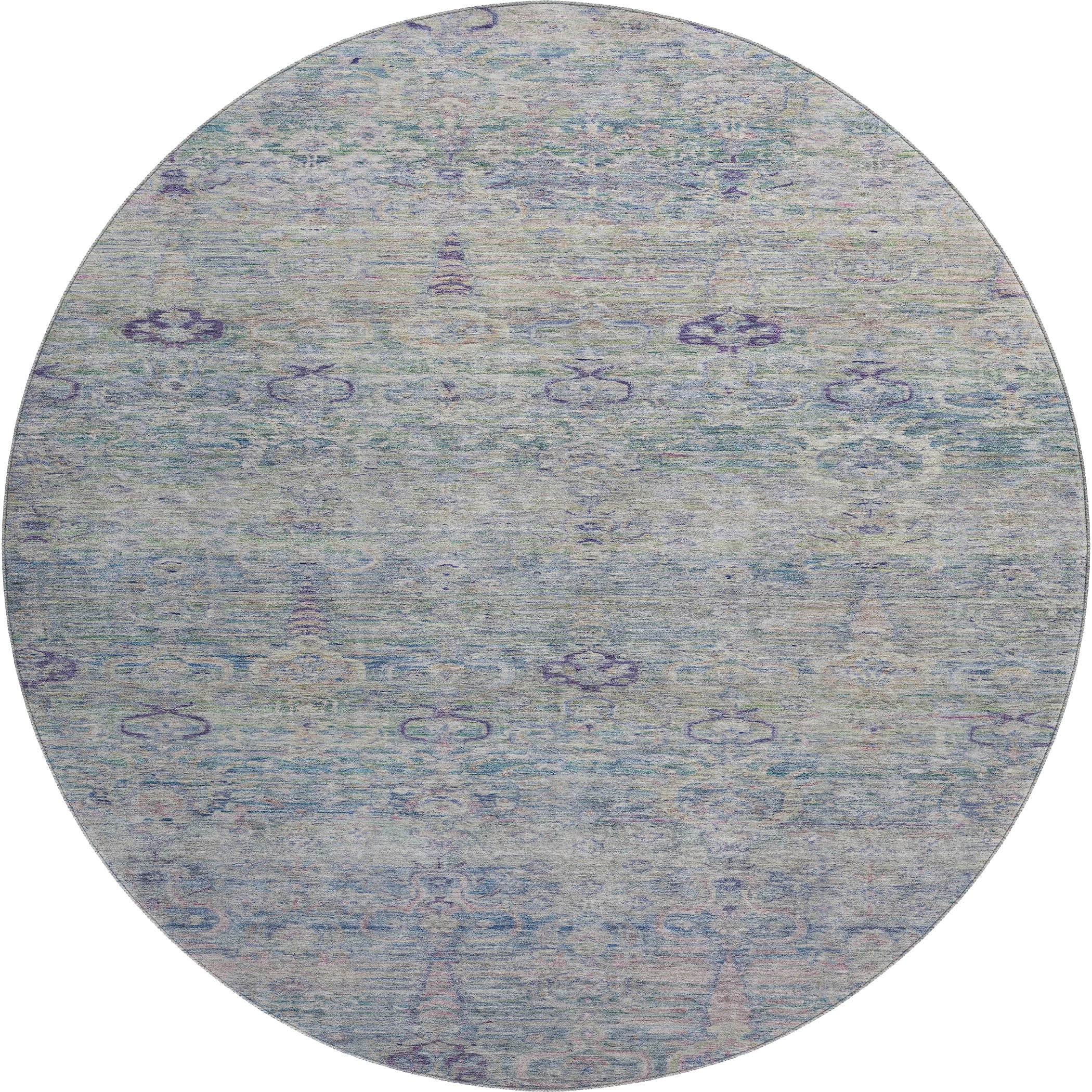 Salzburg Machine Washable Traditional Plum Purple Rug 8' x 8' #shape_Round