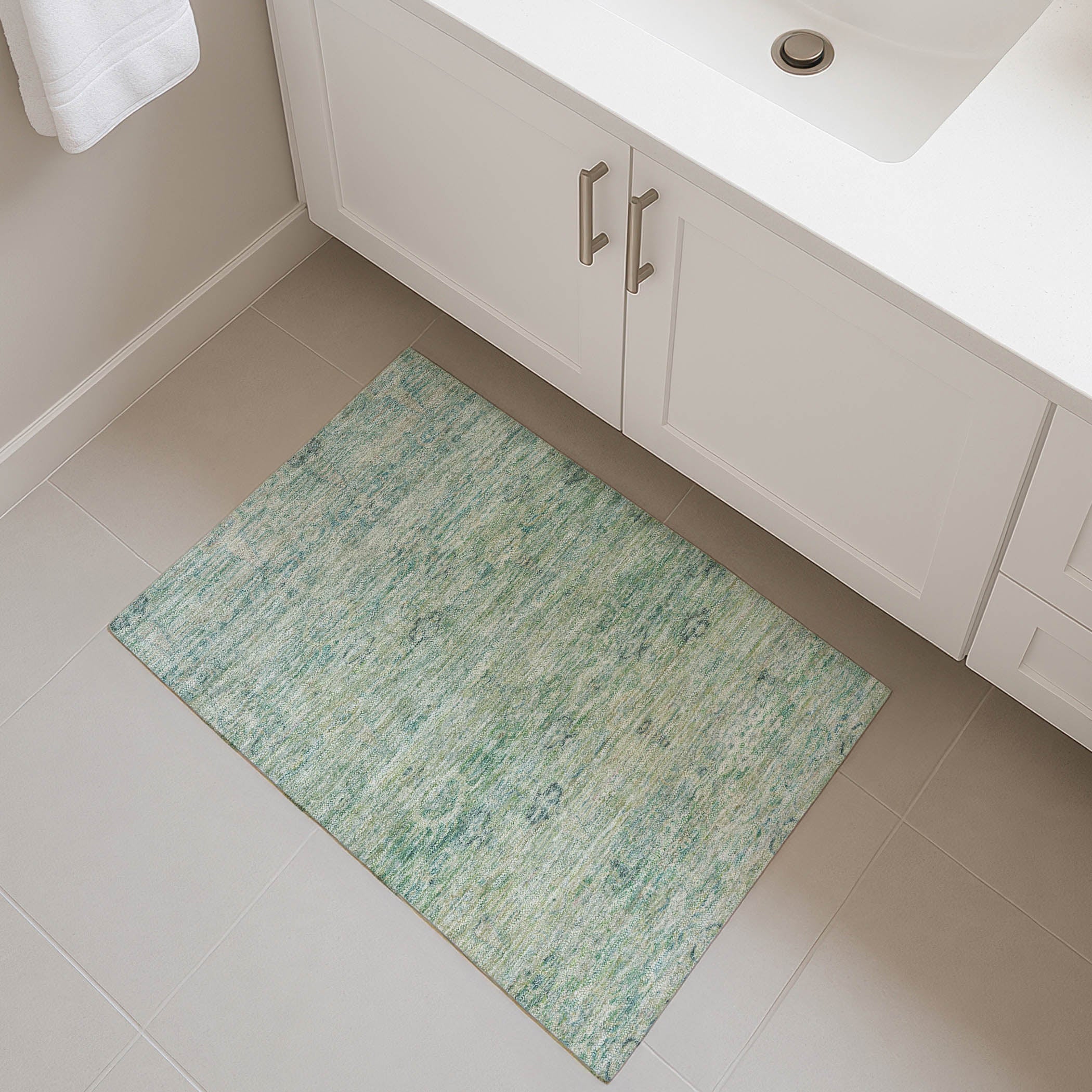 Salzburg Machine Washable Traditional Teal Rug 1'8" x 2'6" #shape_Rectangle