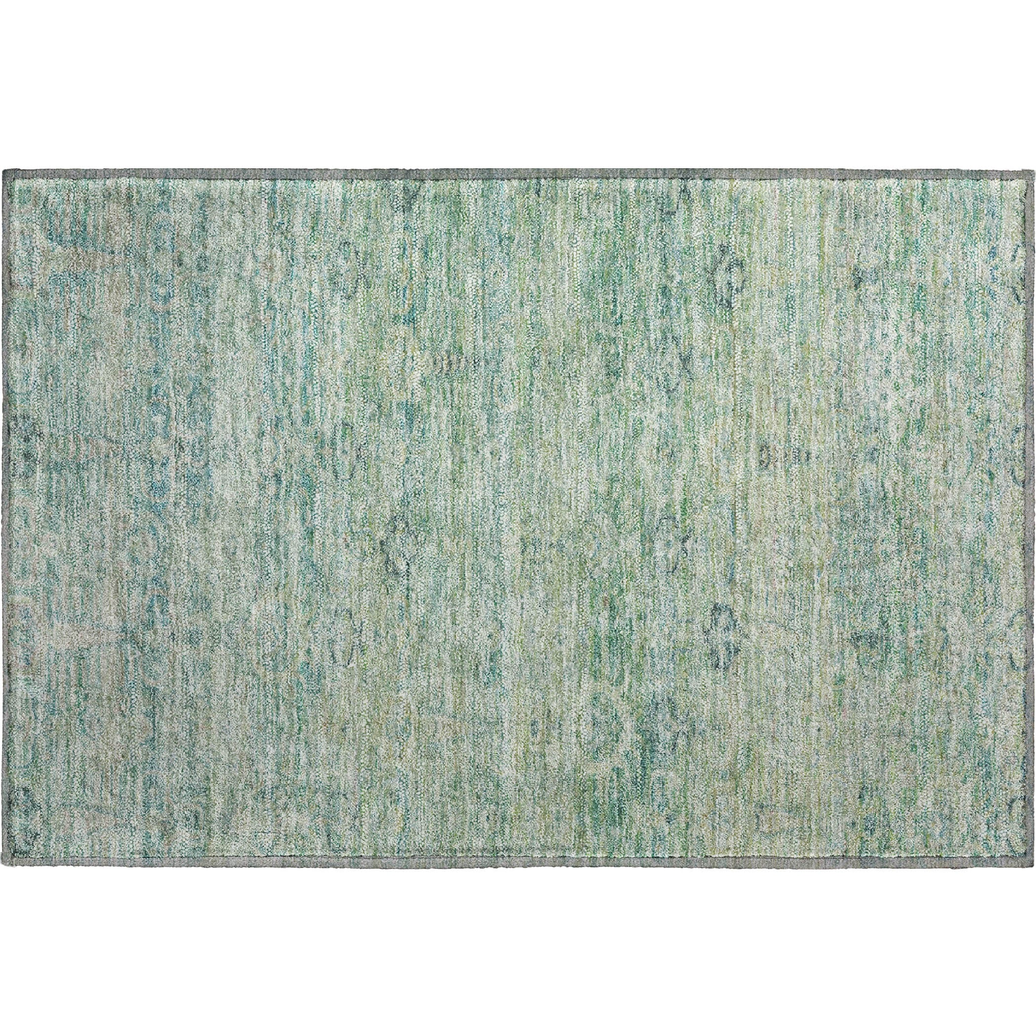 Salzburg Machine Washable Traditional Teal Rug 1'8" x 2'6" #shape_Rectangle