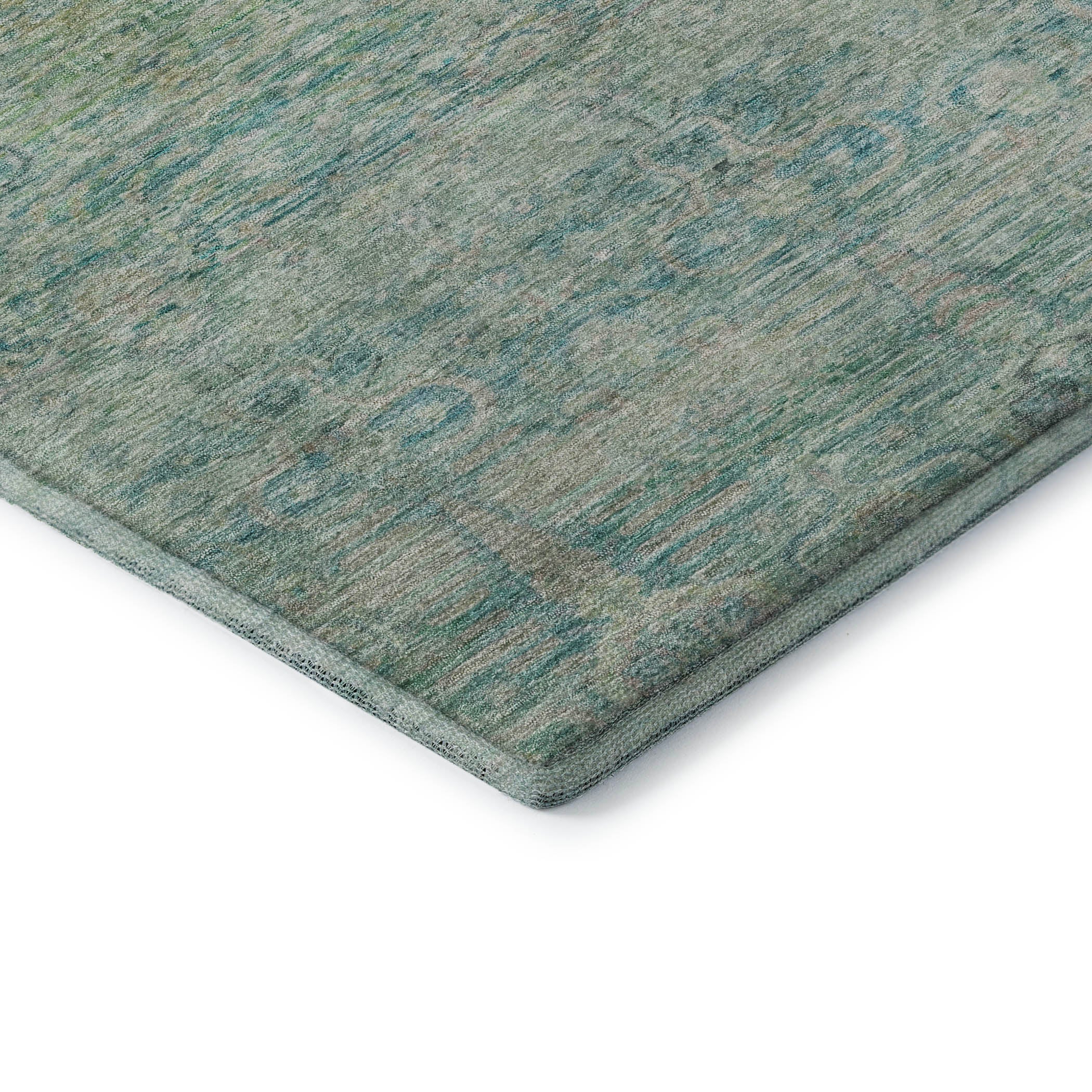 Salzburg Machine Washable Traditional Teal Rug 1'8" x 2'6" #shape_Rectangle