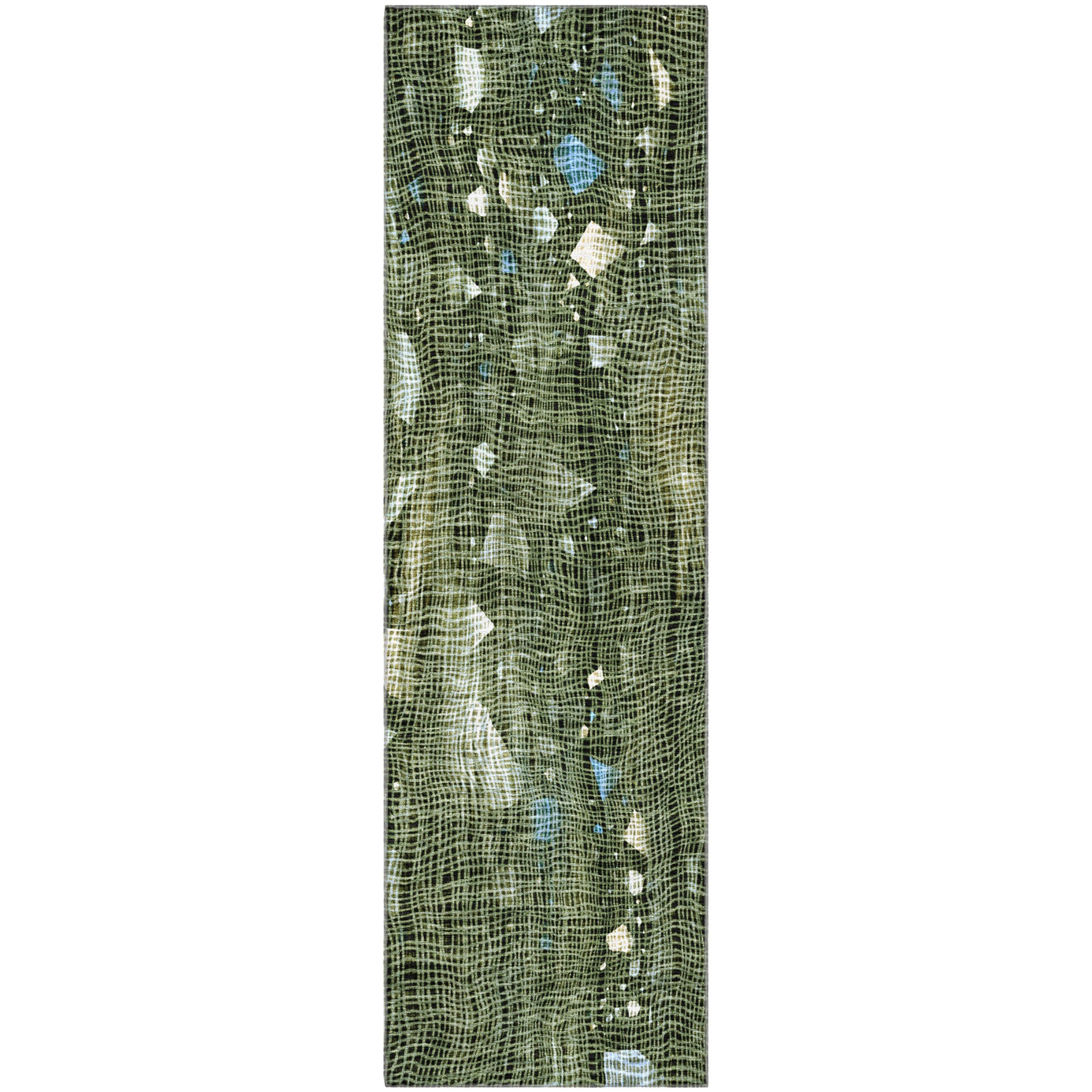 Seville Machine Washable Transitional Fern Green Rug 2'3" x 7'6" #shape_Runner