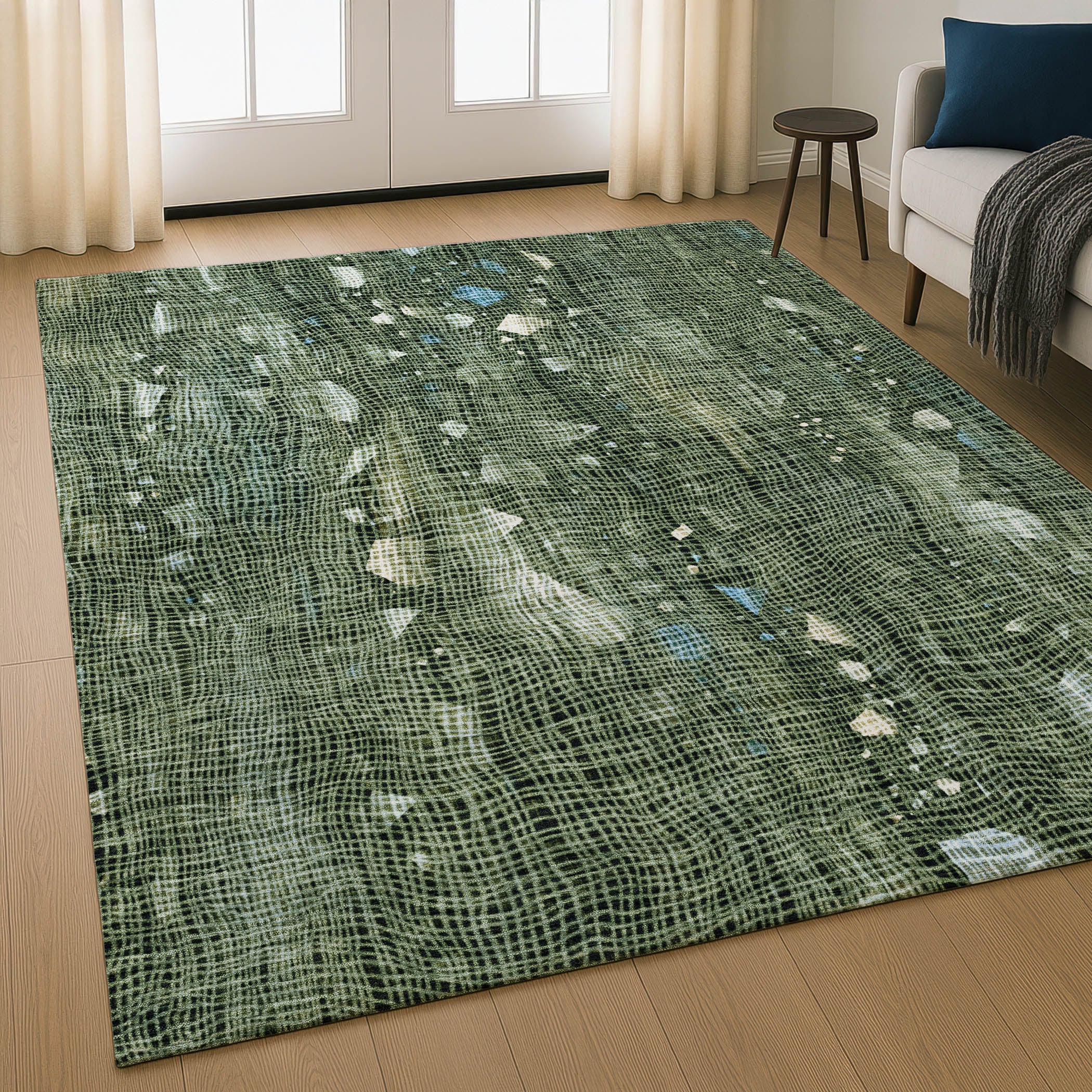 Seville Machine Washable Transitional Fern Green Rug 2'6" x 3'10" #shape_Rectangle
