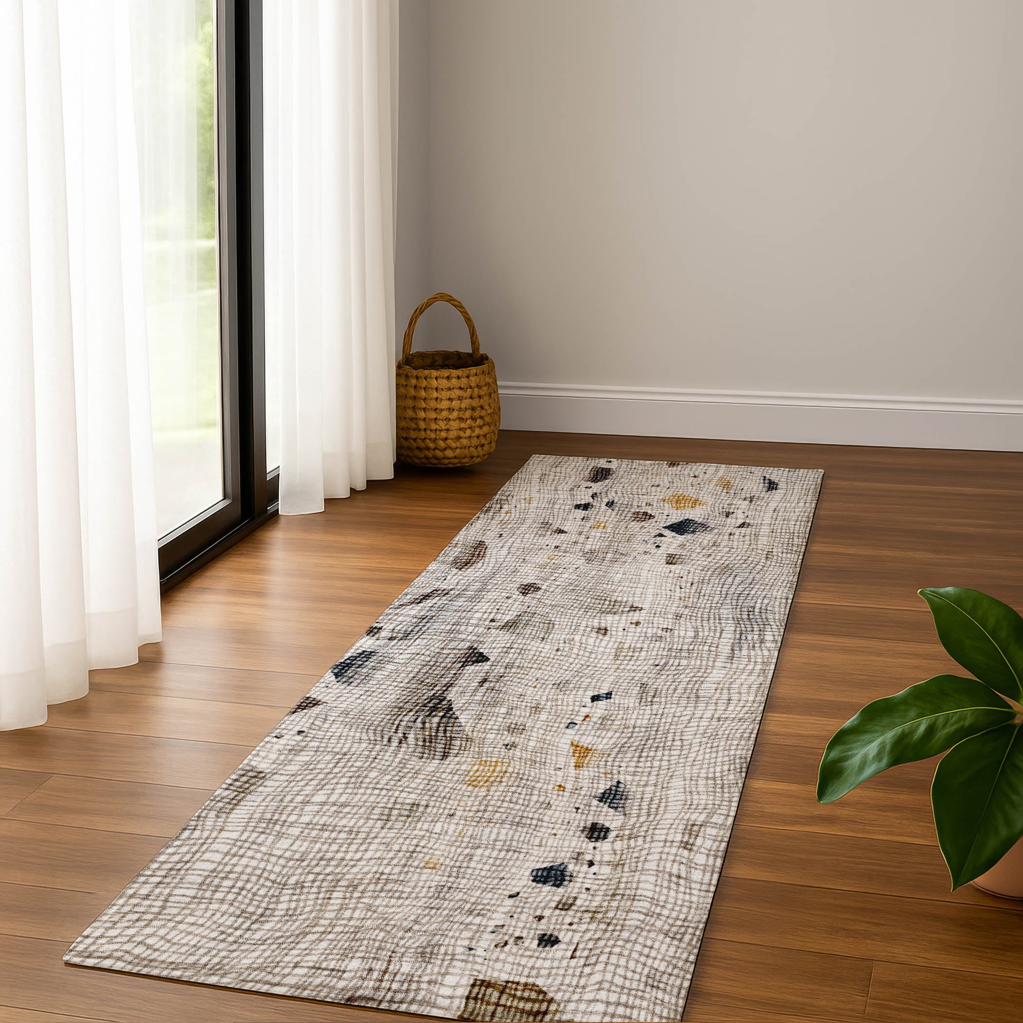 Seville Machine Washable Transitional Linen Ivory Rug 2'3" x 7'6" #shape_Runner