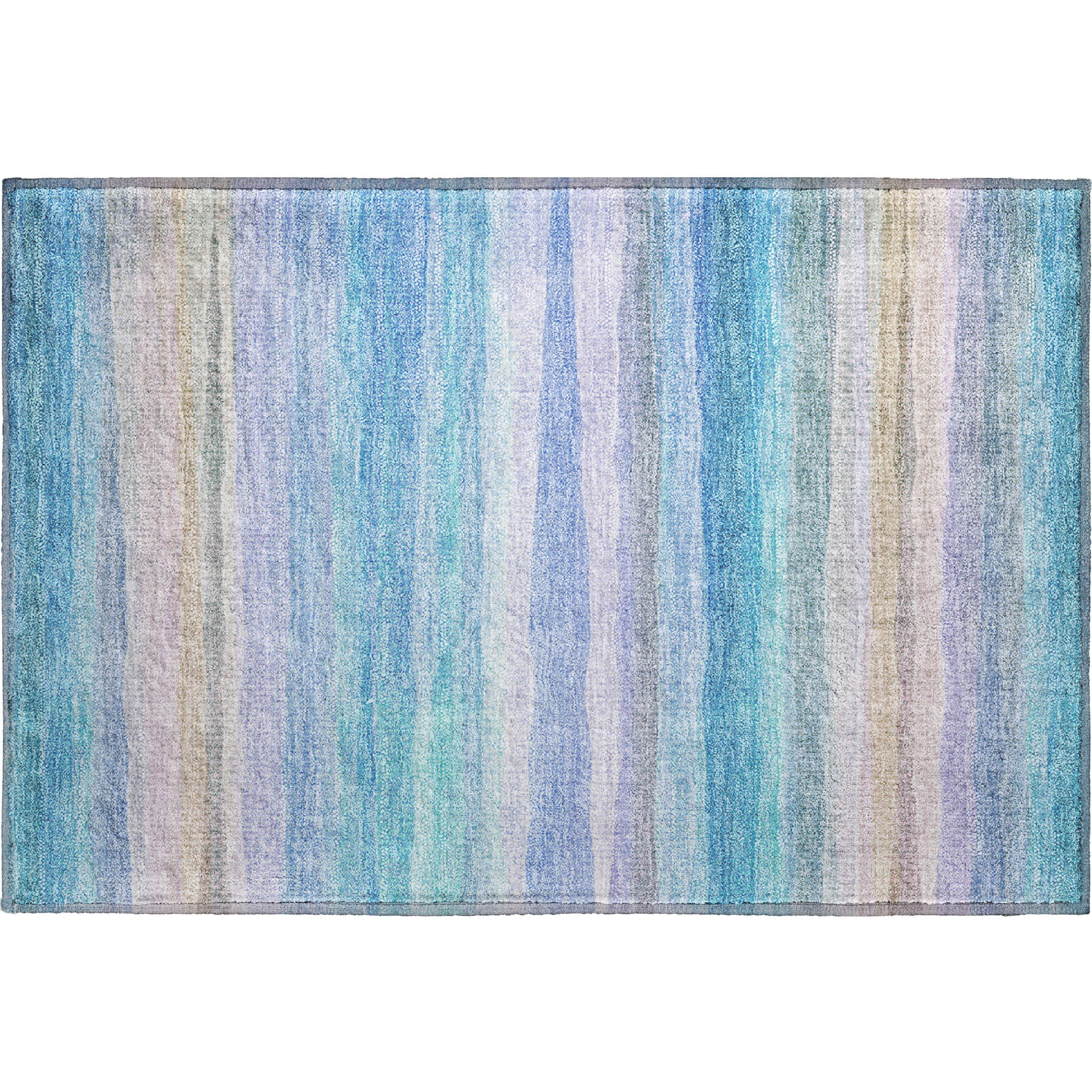 Athens Machine Washable Transitional Aqua Teal Rug 1'8" x 2'6" #shape_Rectangle