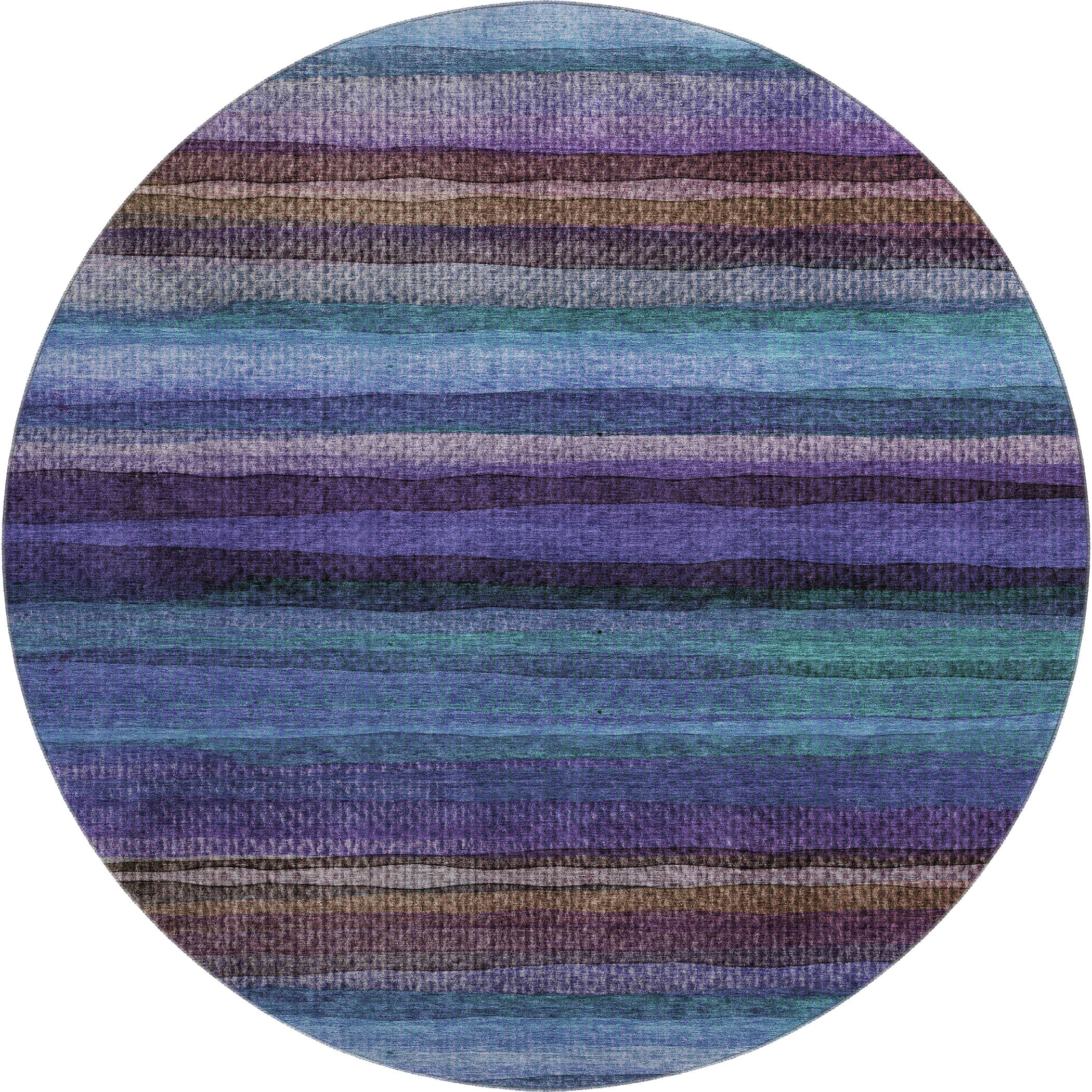 Athens Machine Washable Transitional Blue Rug 8' x 8' #shape_Round