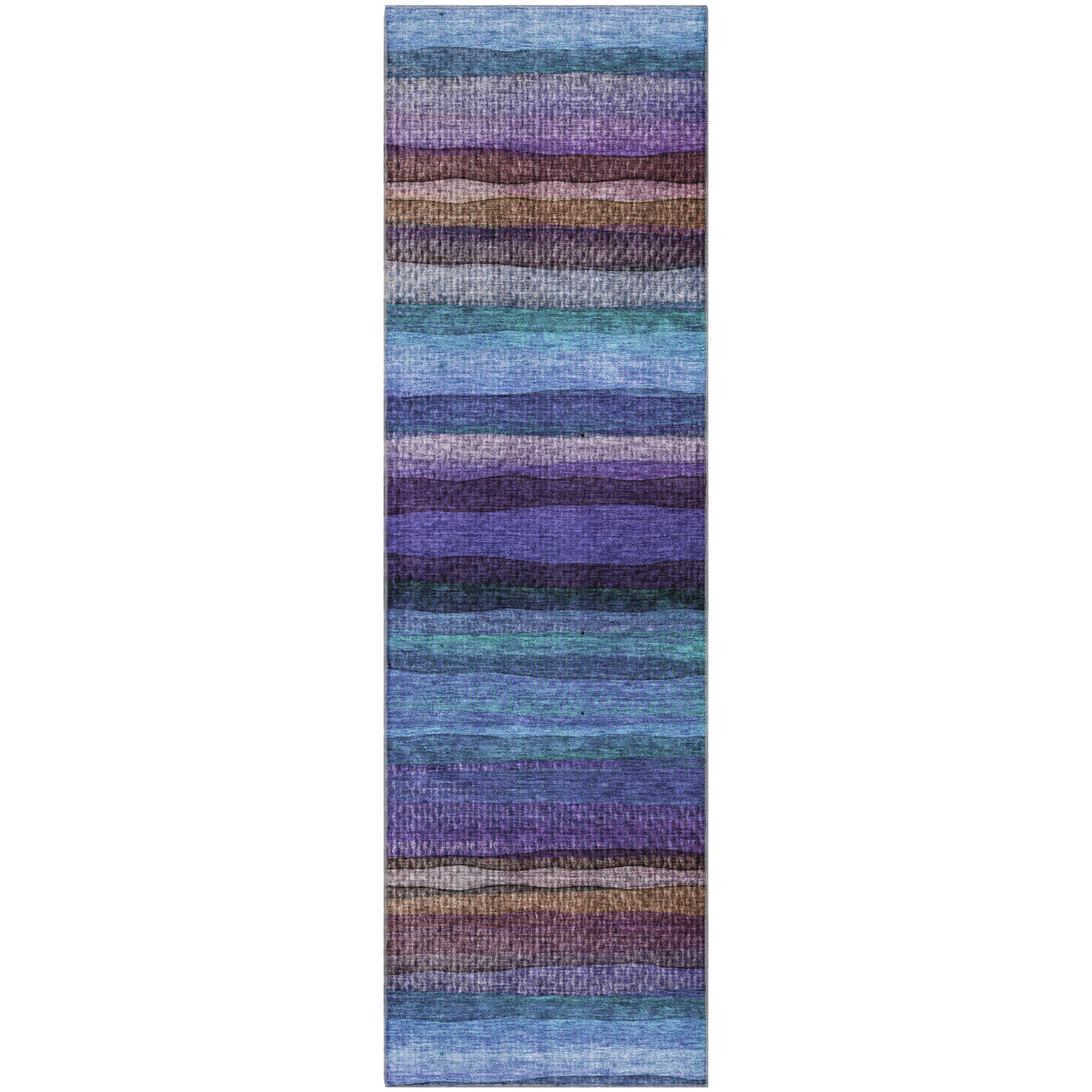 Athens Machine Washable Transitional Blue Rug 2'3" x 7'6" #shape_Runner