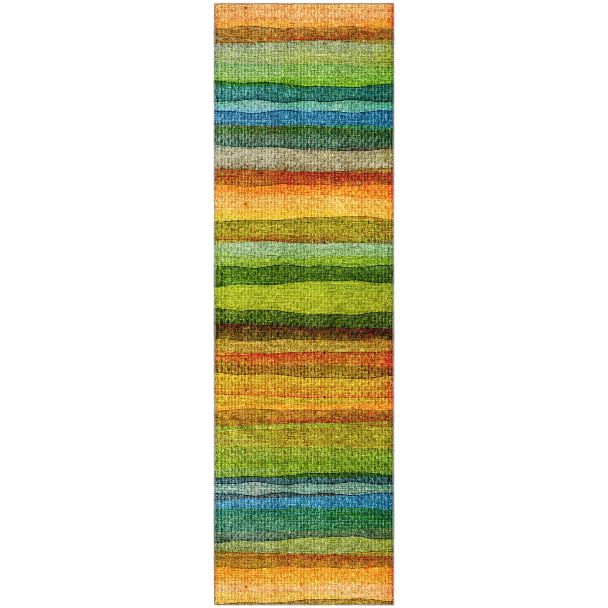 Athens Machine Washable Transitional Green Rug 2'3" x 7'6" #shape_Runner