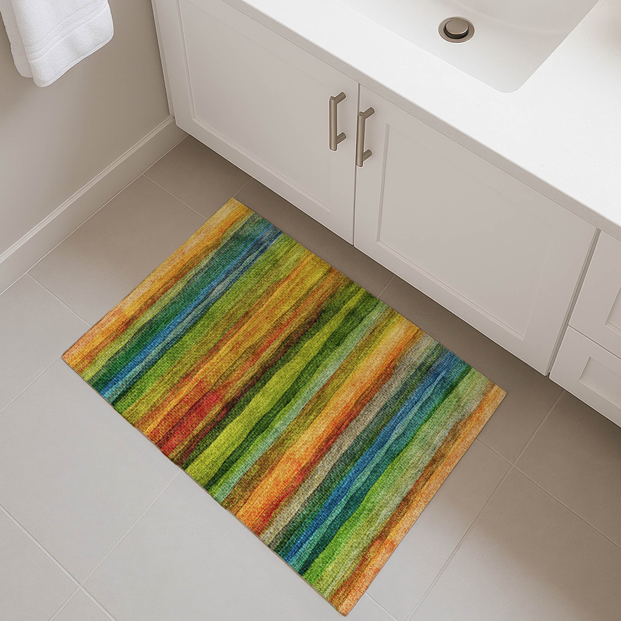 Athens Machine Washable Transitional Green Rug 1'8" x 2'6" #shape_Rectangle