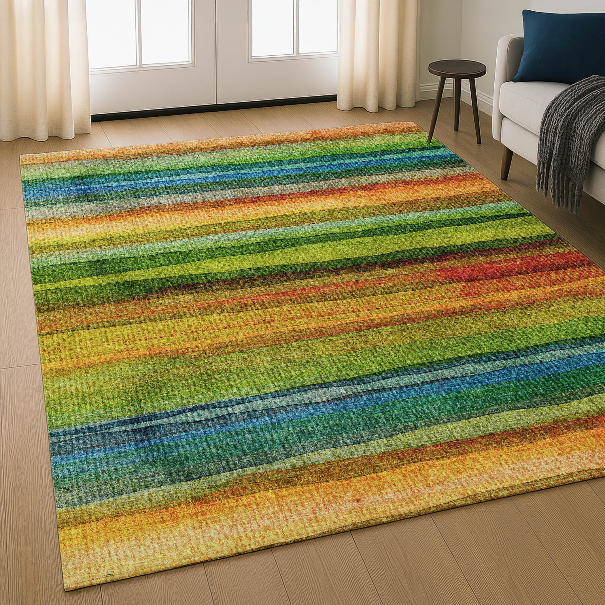 Athens Machine Washable Transitional Green Rug 2'6" x 3'10" #shape_Rectangle