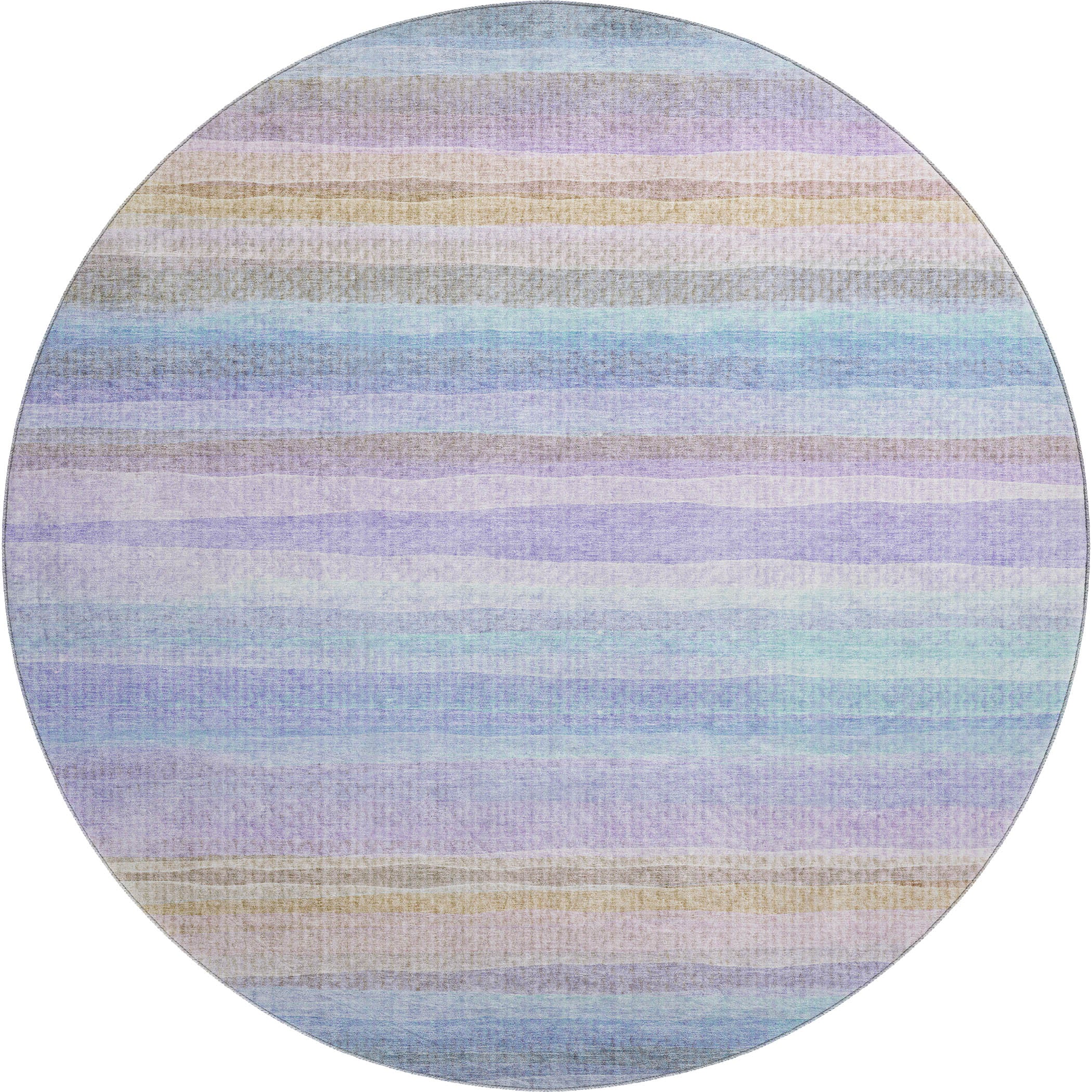 Athens Machine Washable Transitional Lavender Purple Rug 8' x 8' #shape_Round