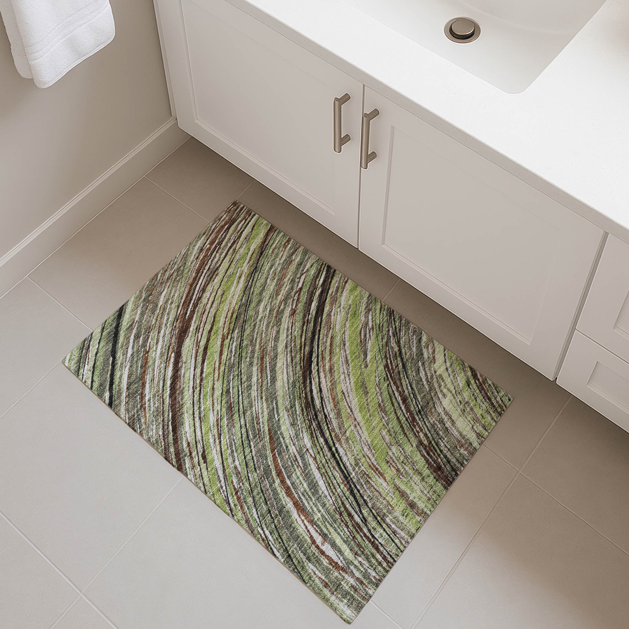 Tbilisi Machine Washable Transitional Aloe Green Rug 1'8" x 2'6" #shape_Rectangle