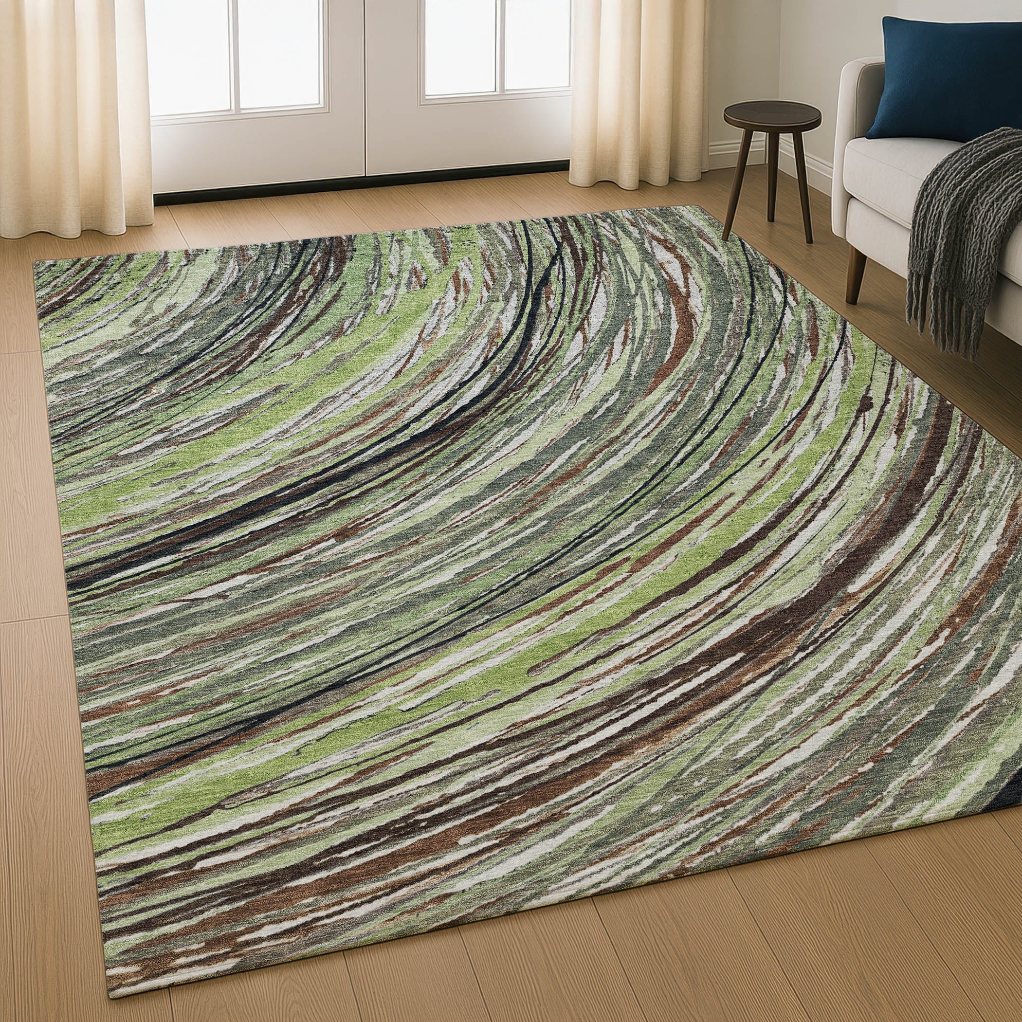 Tbilisi Machine Washable Transitional Aloe Green Rug 2'6" x 3'10" #shape_Rectangle