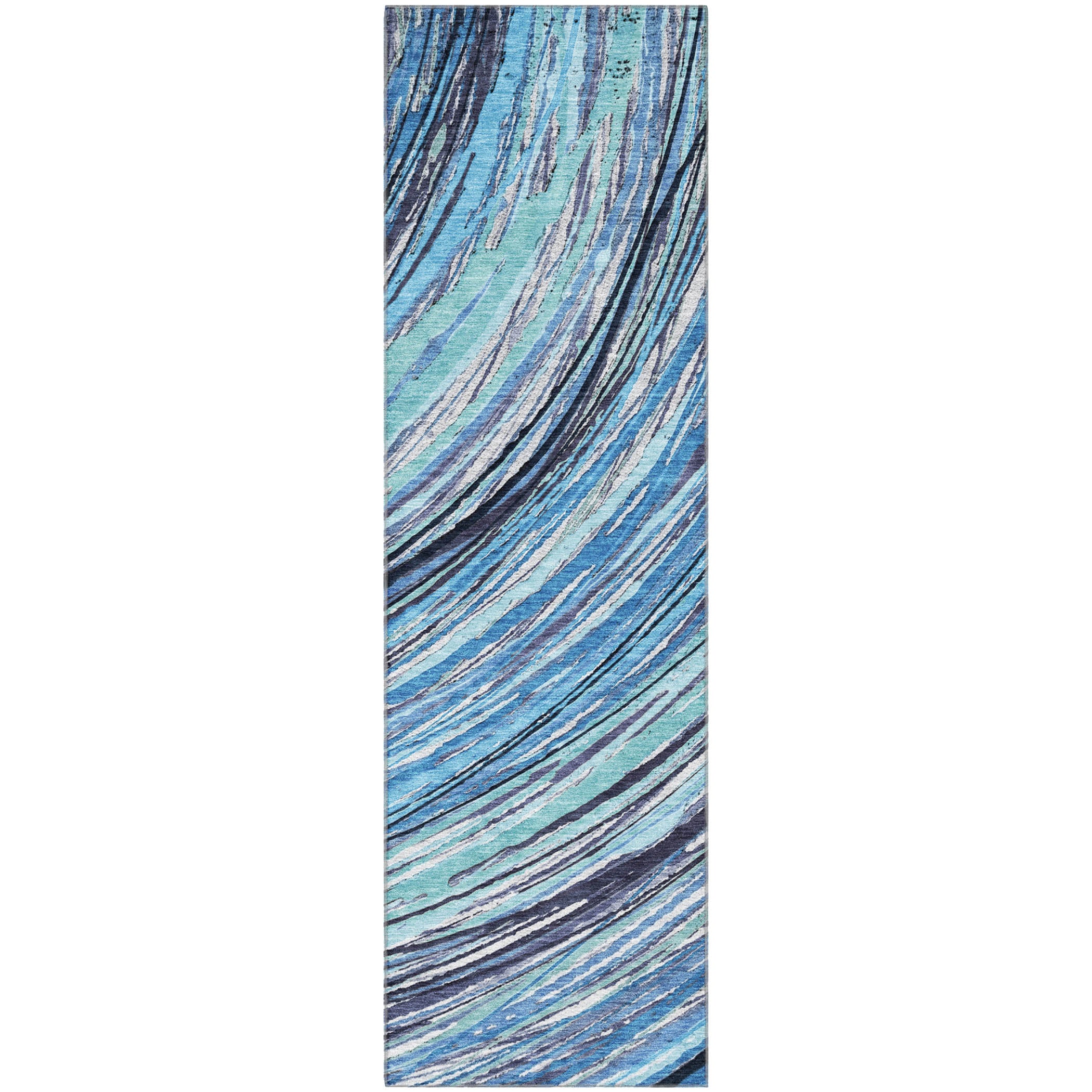 Tbilisi Machine Washable Transitional Blue Rug 2'3" x 7'6" #shape_Runner