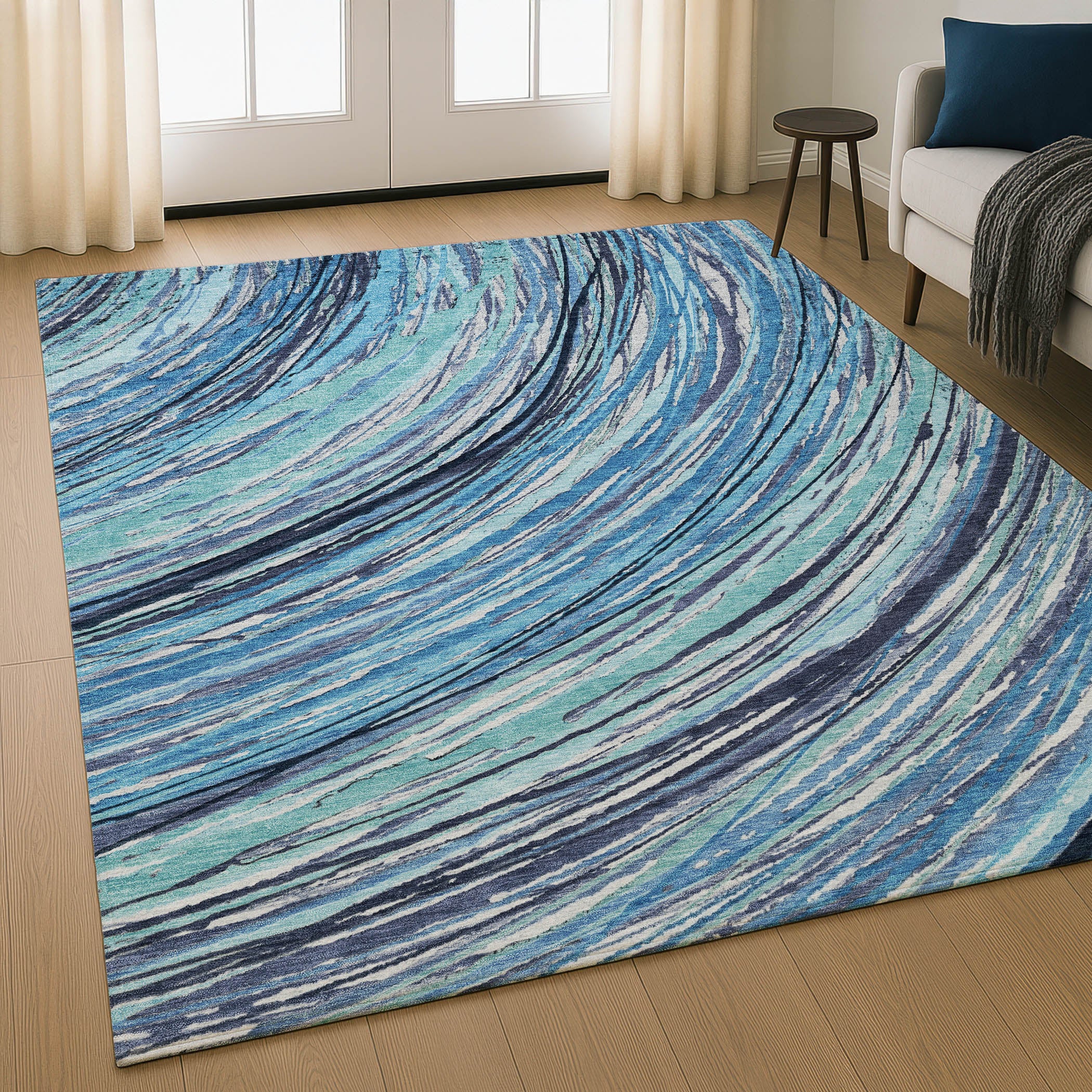 Tbilisi Machine Washable Transitional Blue Rug 2'6" x 3'10" #shape_Rectangle