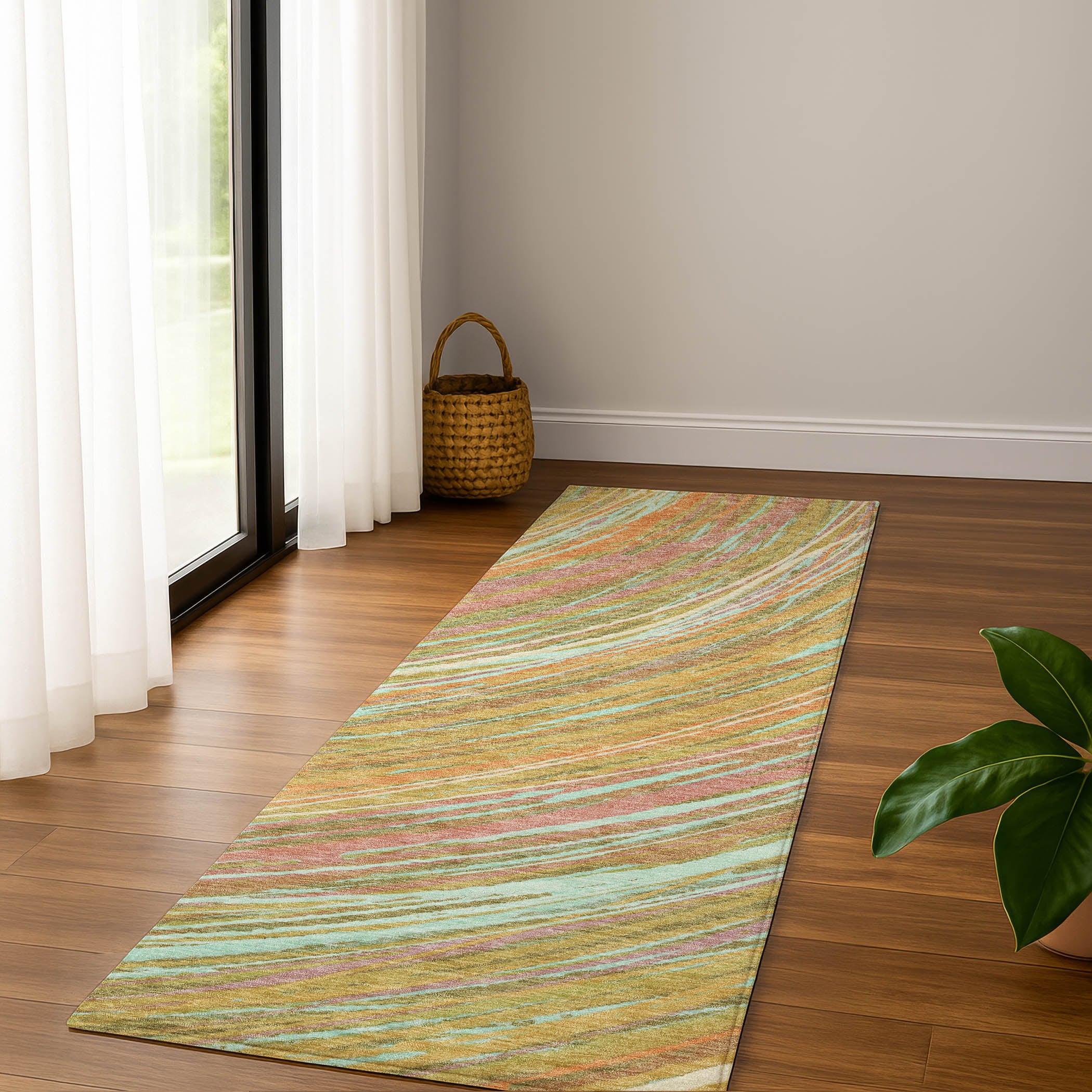 Tbilisi Machine Washable Transitional Gold Rug 2'3" x 7'6" #shape_Runner