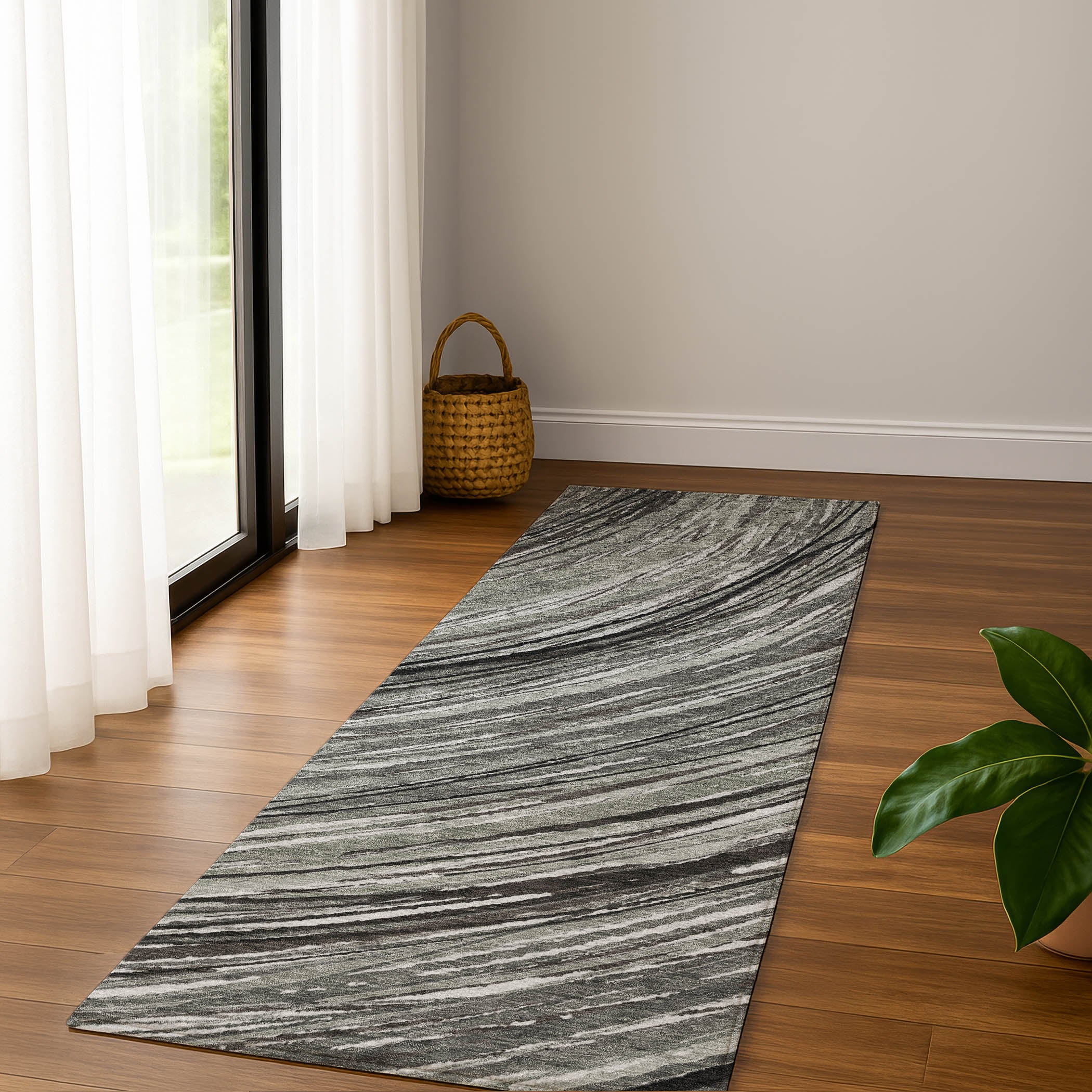 Tbilisi Machine Washable Transitional Taupe Brown Rug 2'3" x 7'6" #shape_Runner
