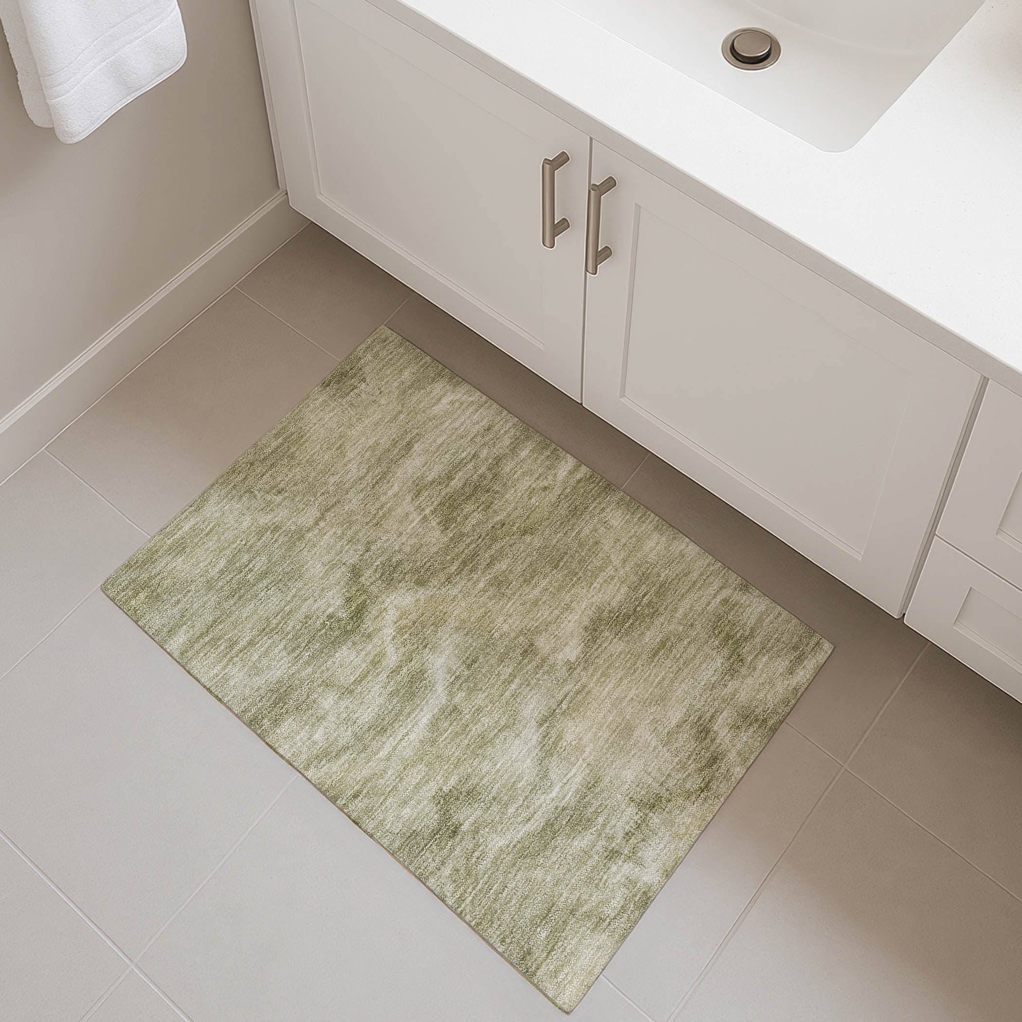 Bergen Machine Washable Transitional Sage Green Rug 1'8" x 2'6" #shape_Rectangle