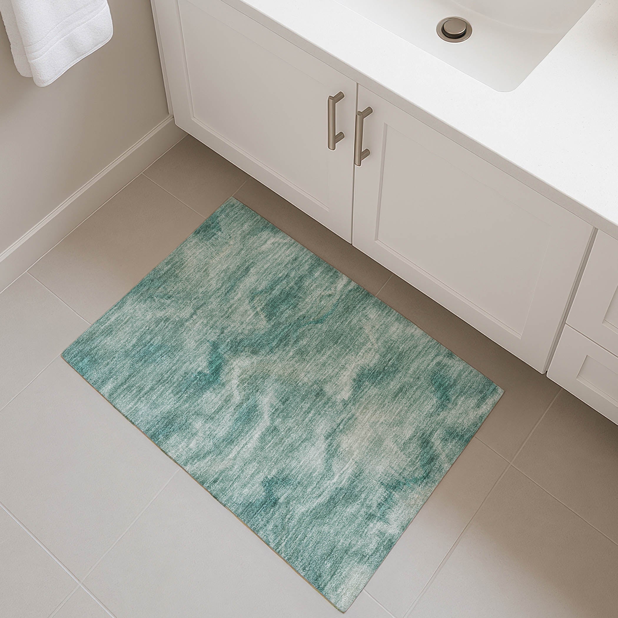 Bergen Machine Washable Transitional Teal Rug 1'8" x 2'6" #shape_Rectangle