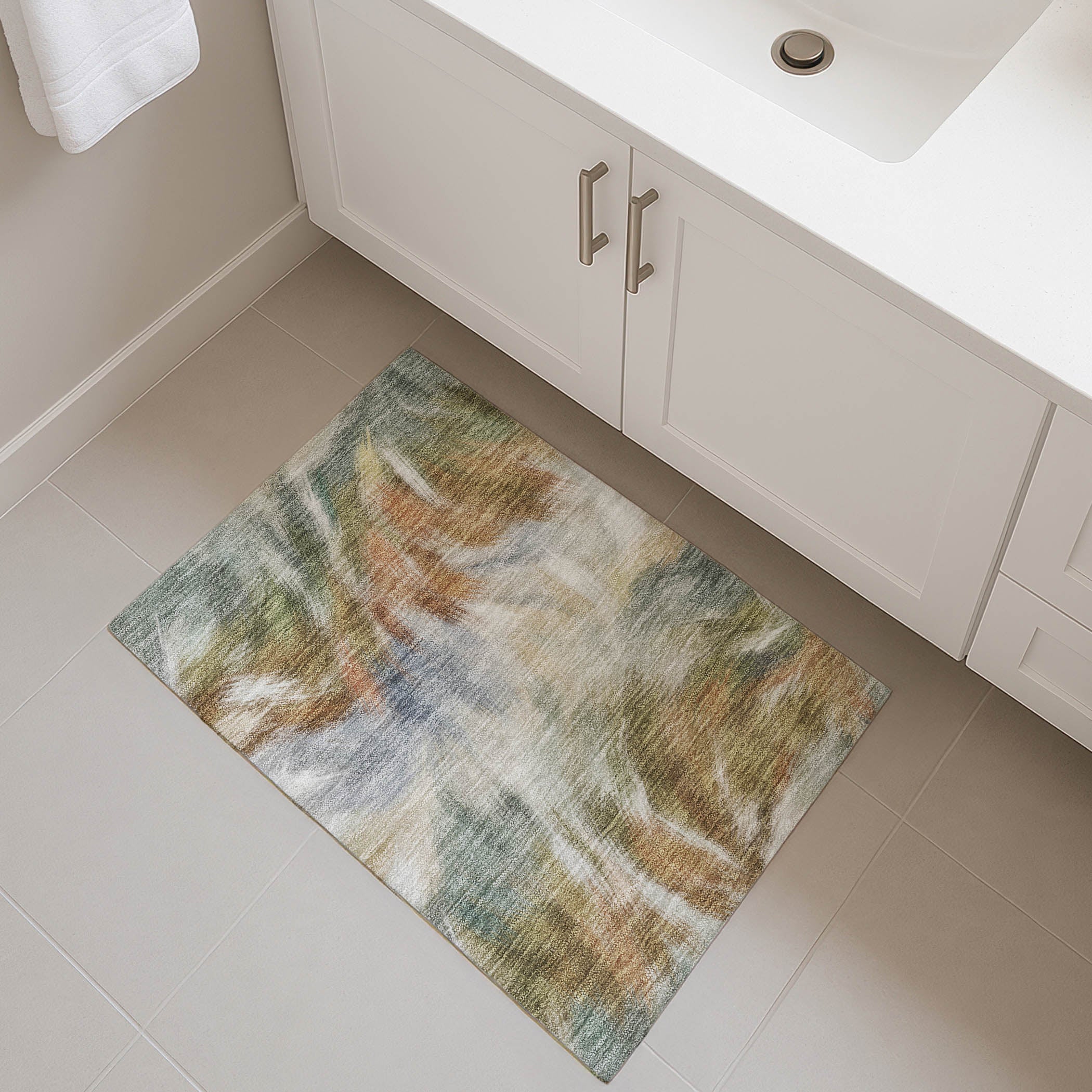 Split Machine Washable Transitional Beige Brown Rug 1'8" x 2'6" #shape_Rectangle