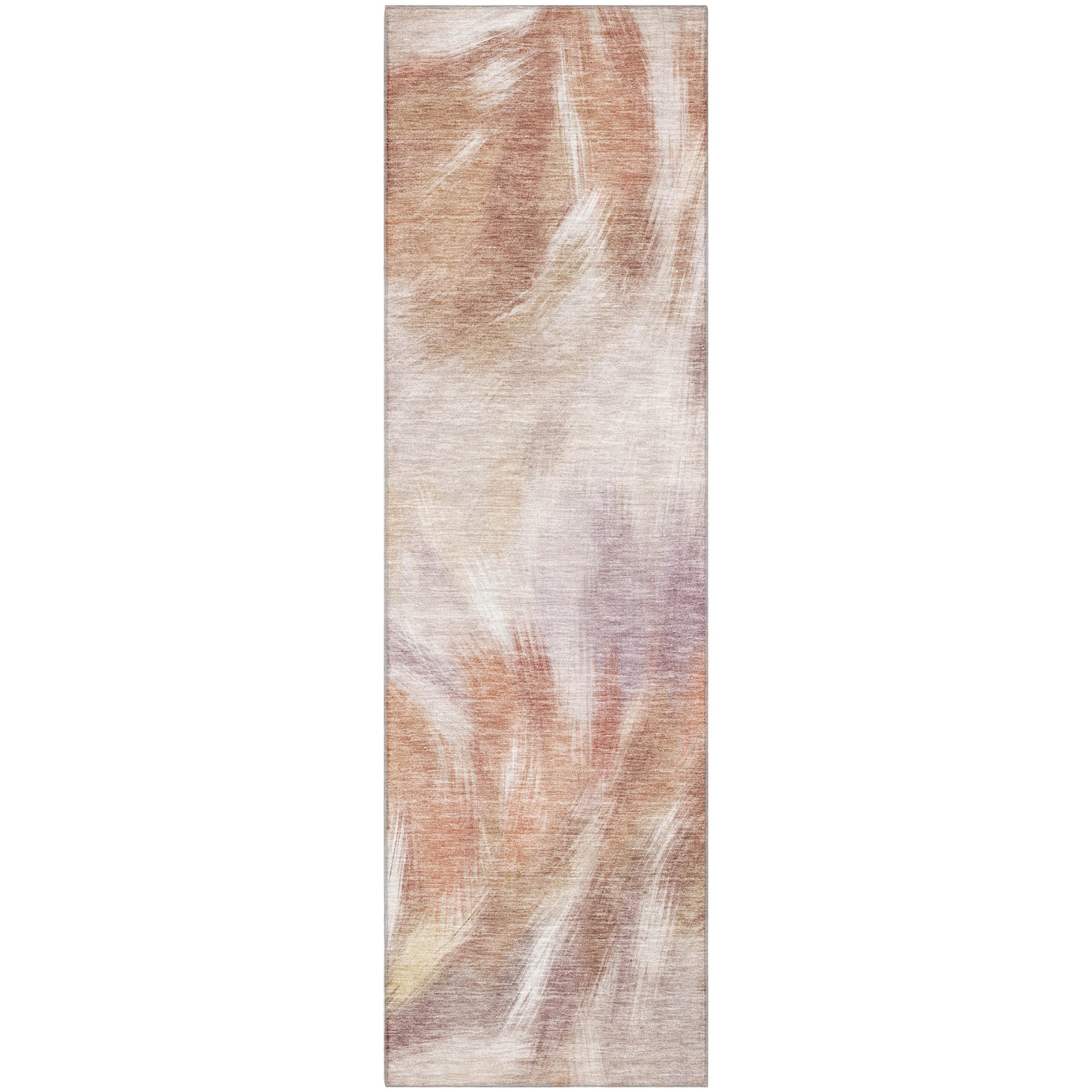 Split Machine Washable Transitional Copper Orange Rug 2'3" x 7'6" #shape_Runner