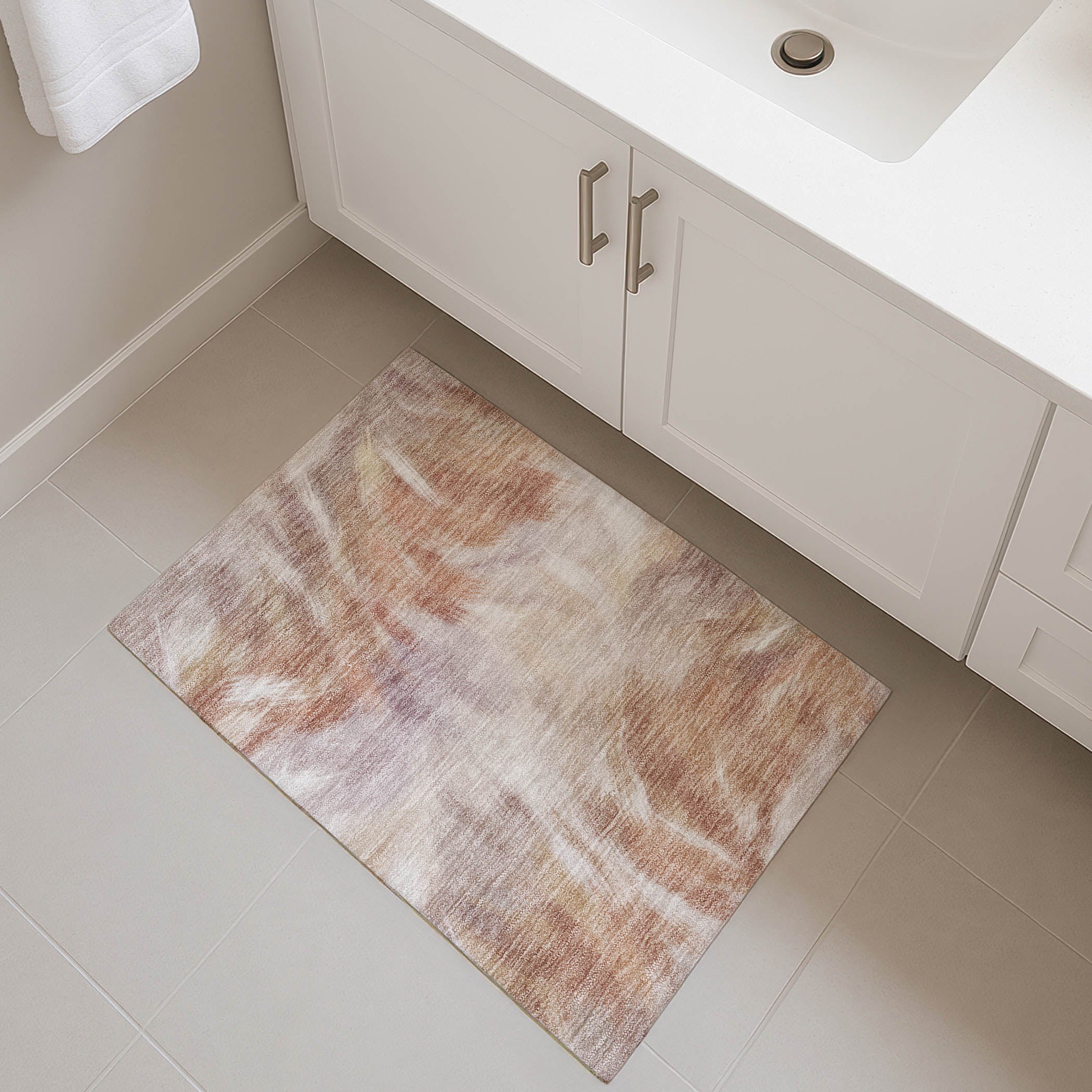 Split Machine Washable Transitional Copper Orange Rug 1'8" x 2'6" #shape_Rectangle