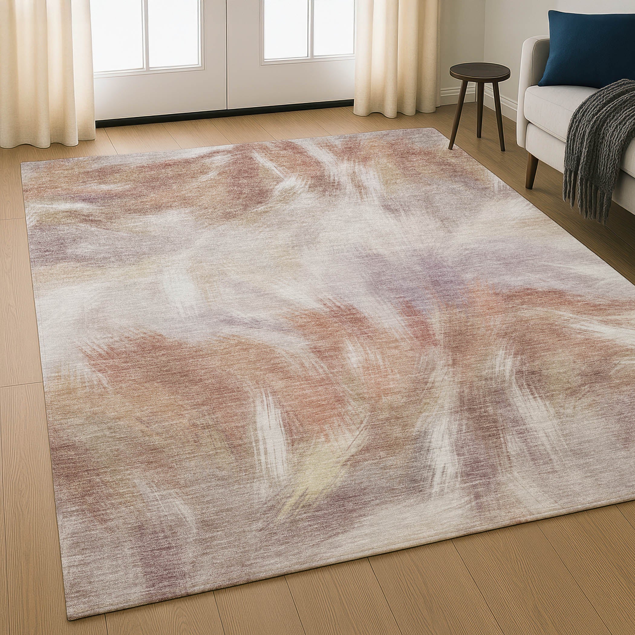 Split Machine Washable Transitional Copper Orange Rug 2'6" x 3'10" #shape_Rectangle