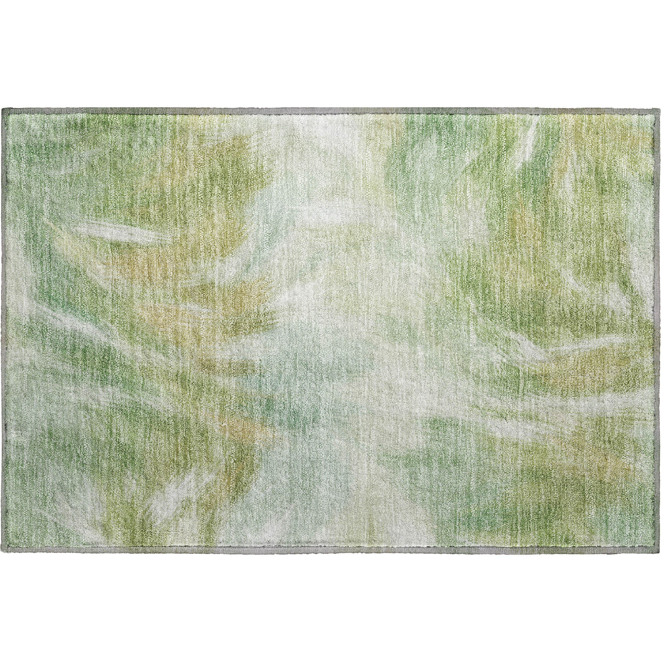 Split Machine Washable Transitional Green Rug 1'8" x 2'6" #shape_Rectangle