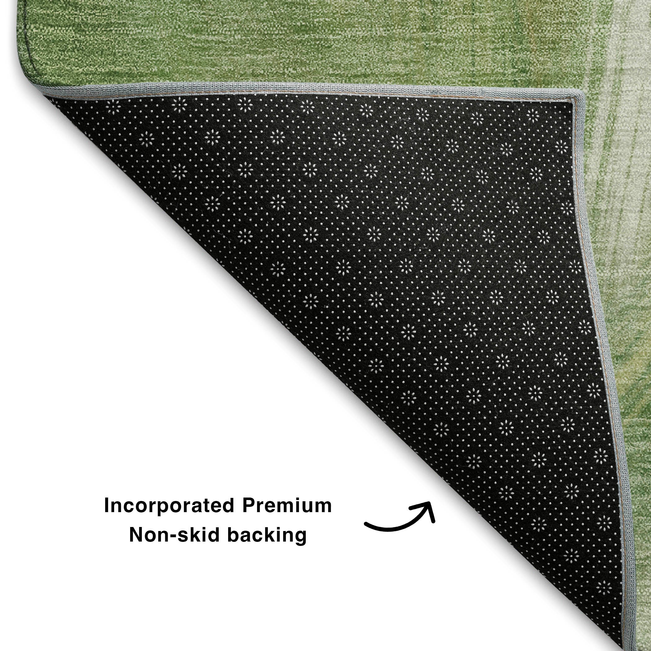 Split Machine Washable Transitional Green Rug 1'8" x 2'6" #shape_Rectangle