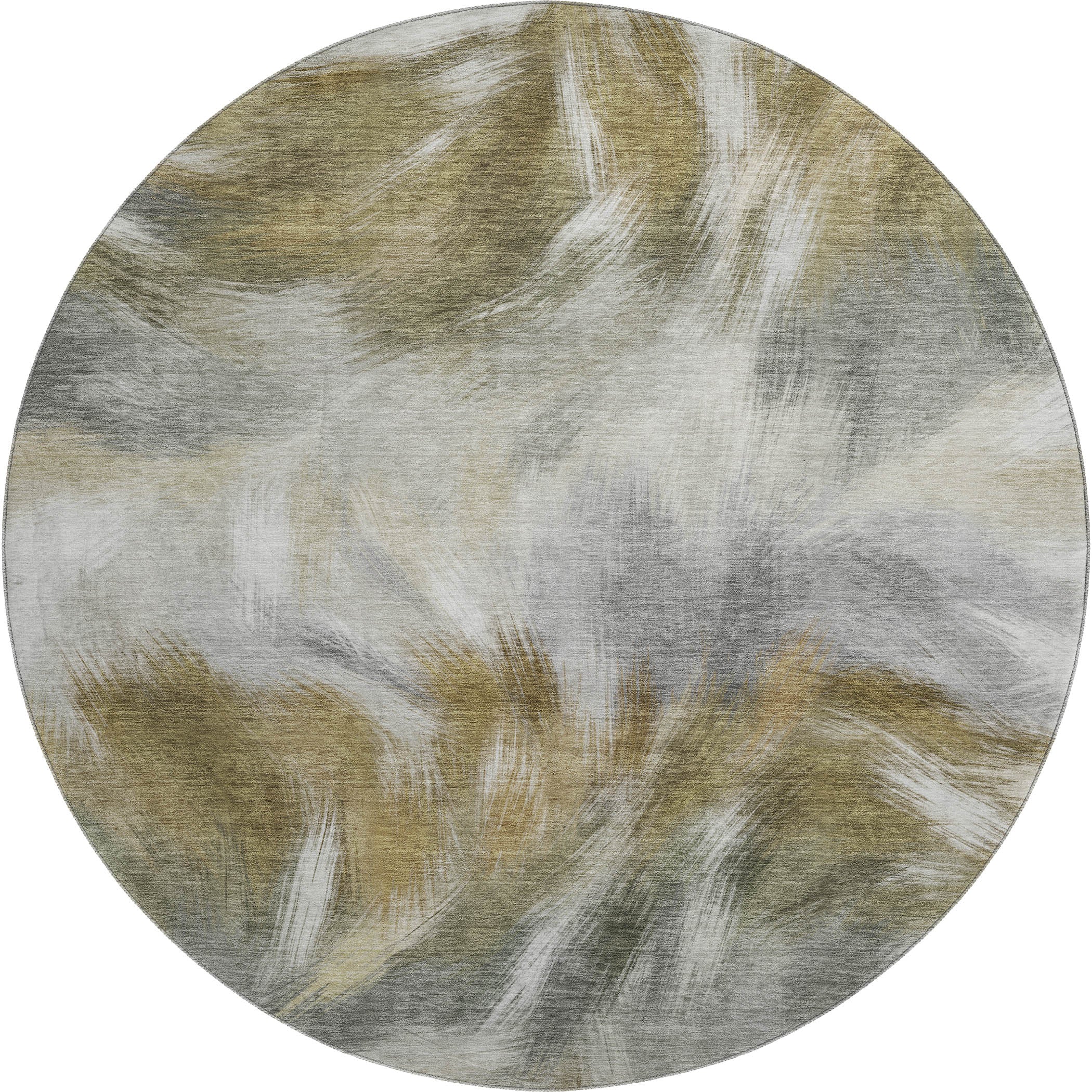 Split Machine Washable Transitional Pewter Gray Rug 8' x 8' #shape_Round