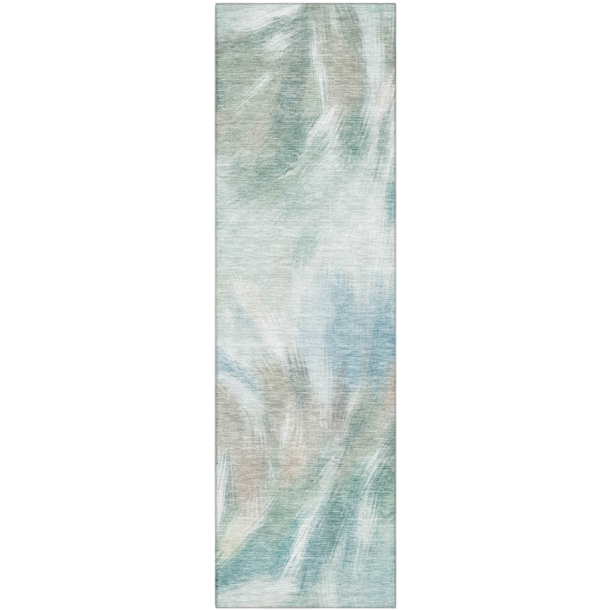Split Machine Washable Transitional Sky Blue Rug 2'3" x 7'6" #shape_Runner