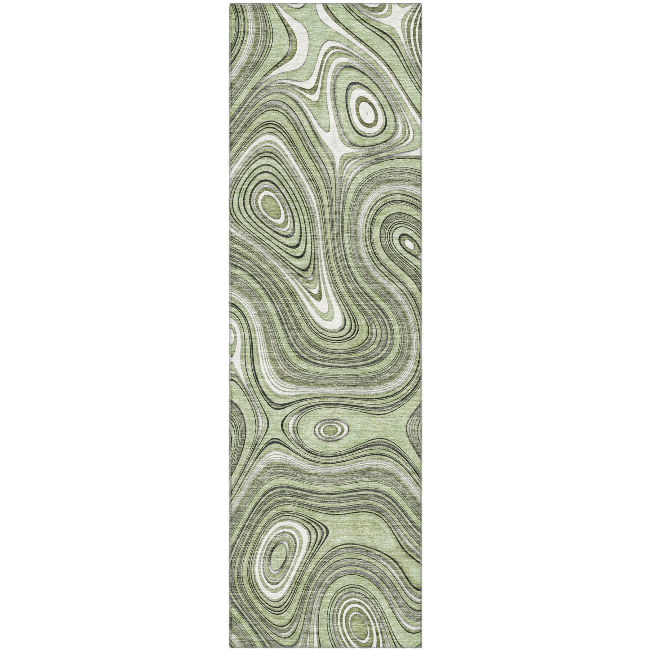 Istanbul Machine Washable Transitional Aloe Green Rug 2'3" x 7'6" #shape_Runner