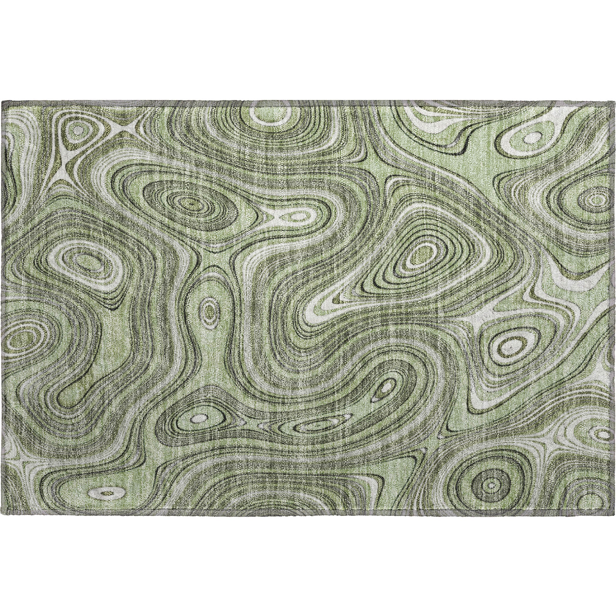 Istanbul Machine Washable Transitional Aloe Green Rug 1'8" x 2'6" #shape_Rectangle