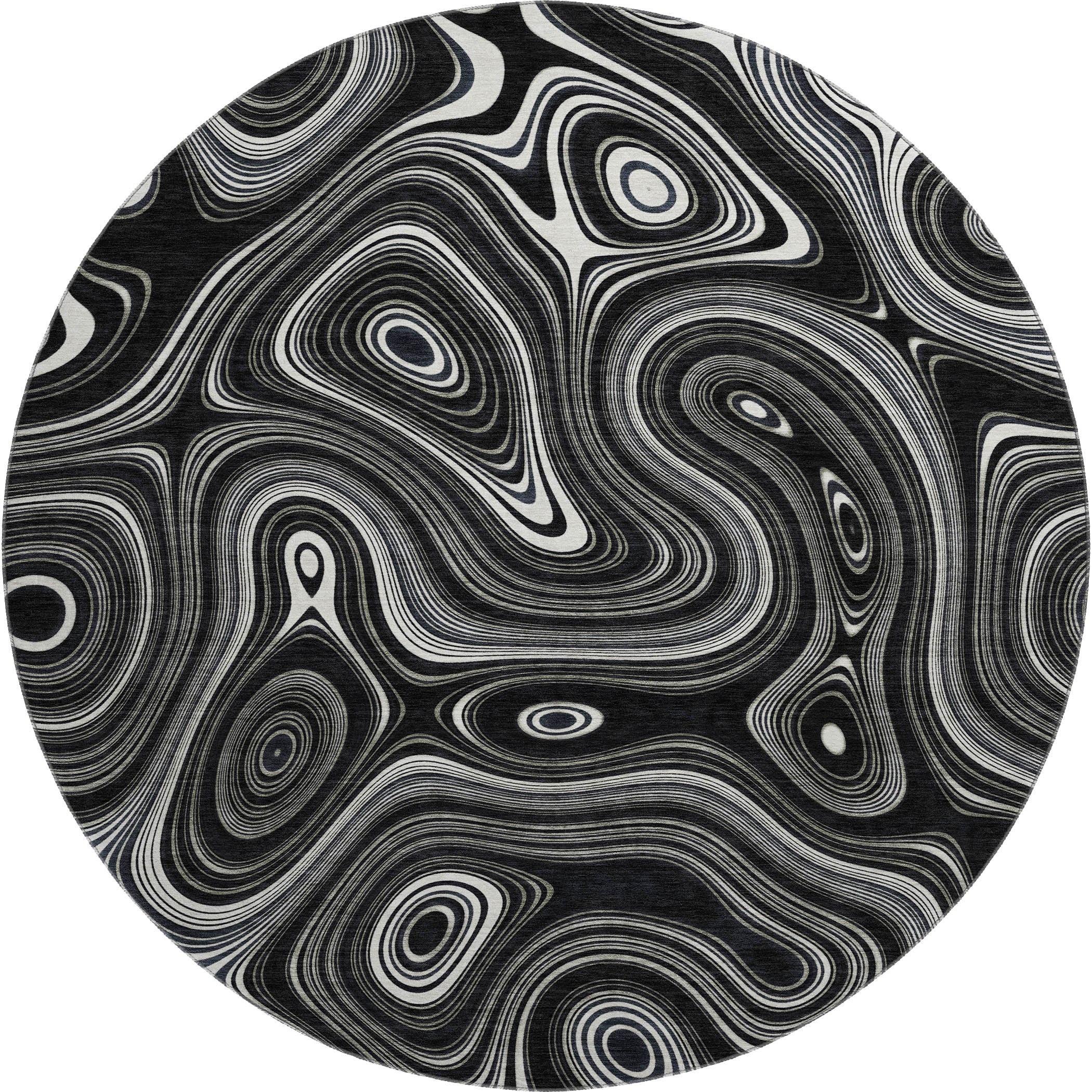Istanbul Machine Washable Transitional Black Rug 8' x 8' #shape_Round
