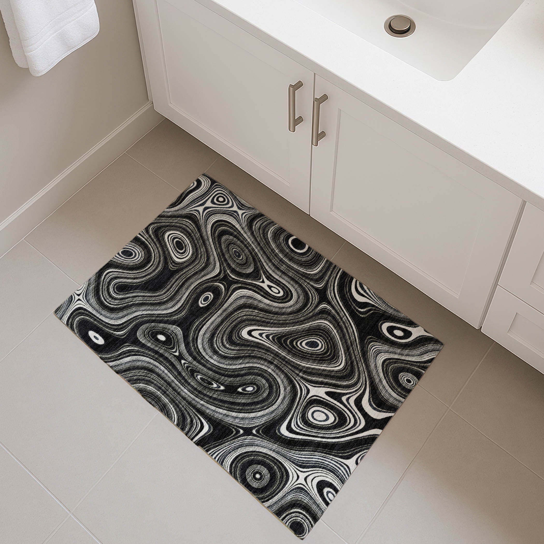 Istanbul Machine Washable Transitional Black Rug 1'8" x 2'6" #shape_Rectangle