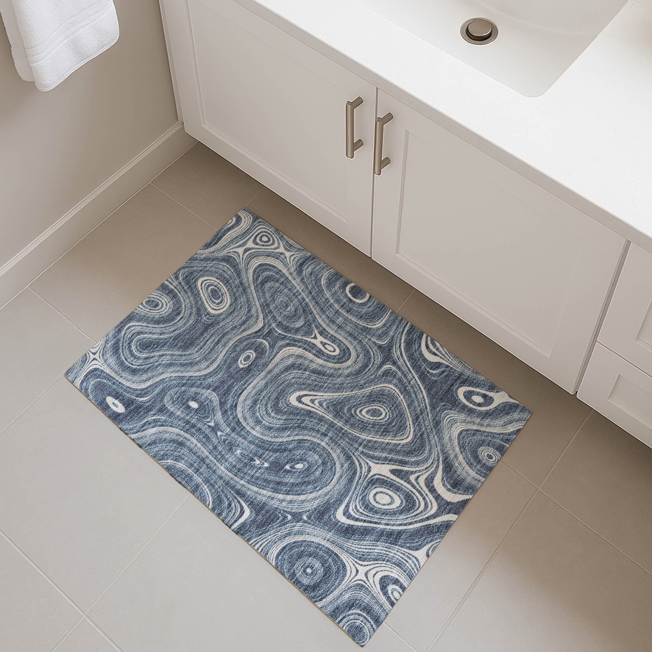 Istanbul Machine Washable Transitional Blue Rug 1'8" x 2'6" #shape_Rectangle