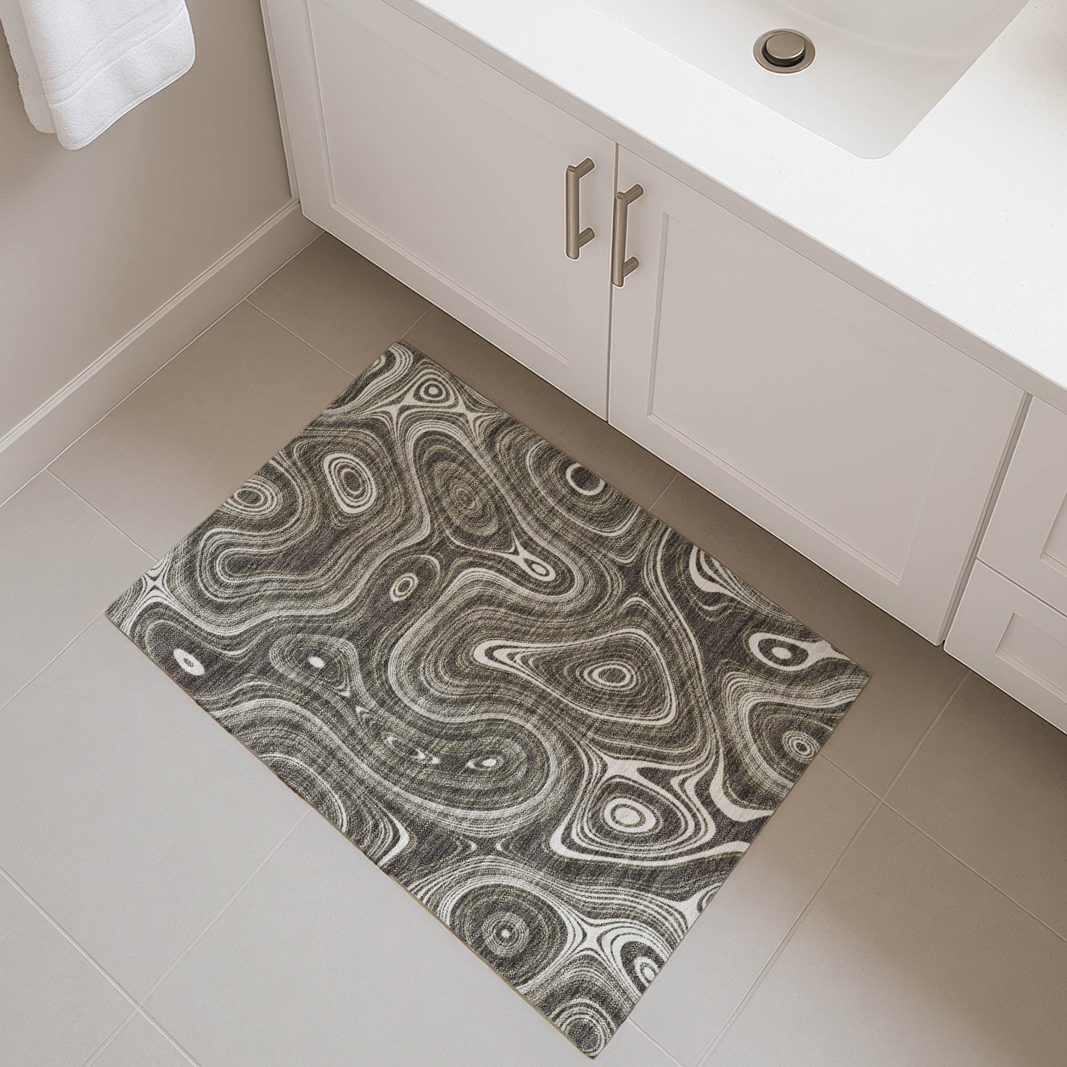 Istanbul Machine Washable Transitional Gray Rug 1'8" x 2'6" #shape_Rectangle
