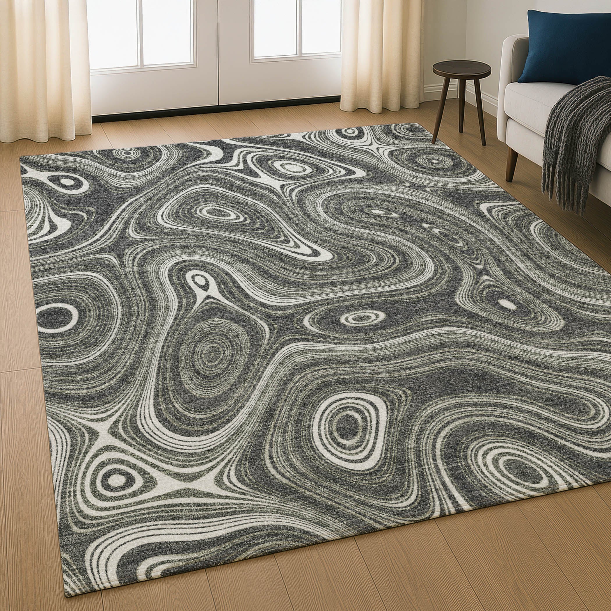 Istanbul Machine Washable Transitional Gray Rug 2'6" x 3'10" #shape_Rectangle