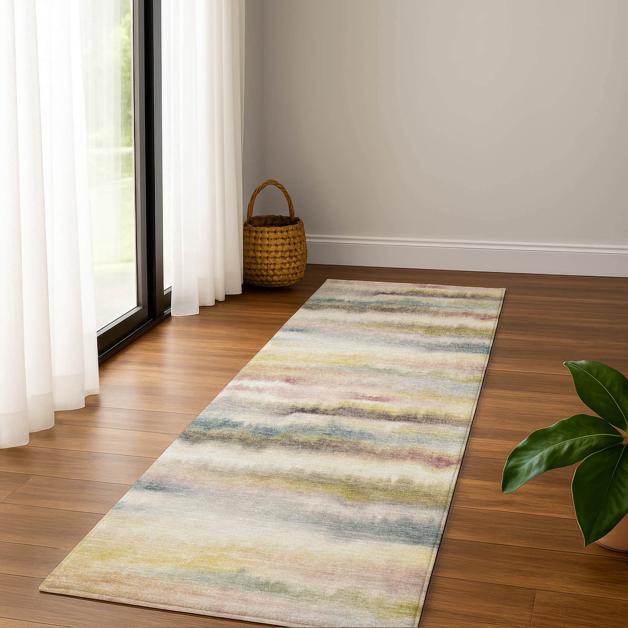 Sintra Machine Washable Transitional Gold Rug 2'3" x 7'6" #shape_Runner