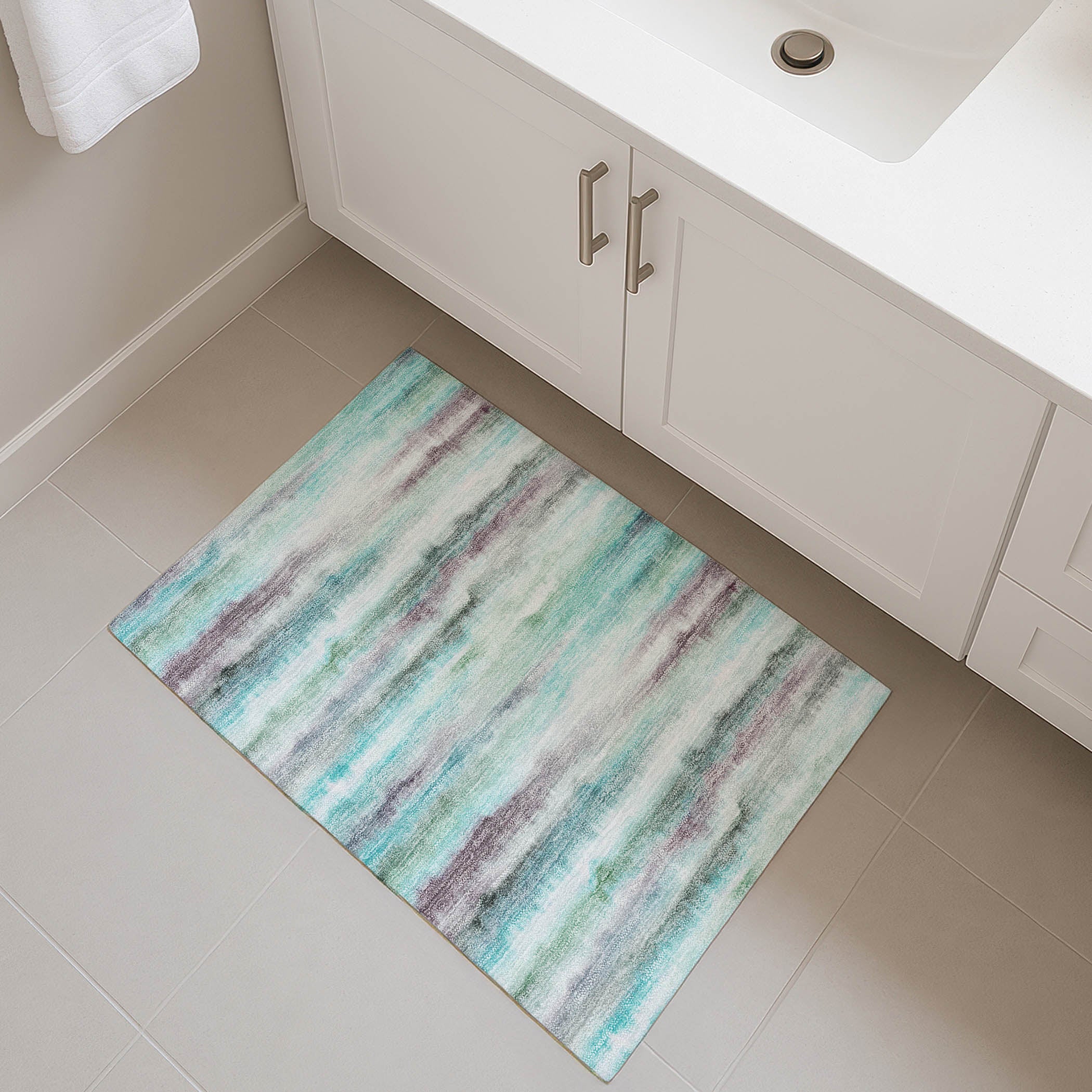 Sintra Machine Washable Transitional Teal Rug 1'8" x 2'6" #shape_Rectangle